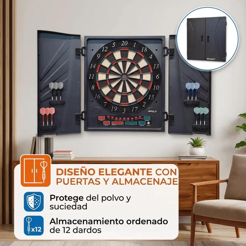 Alvo de Dardos Eletrónico Apolo com Portas | 27 Jogos e 202 Variações | Ecrã 6 L 7/7