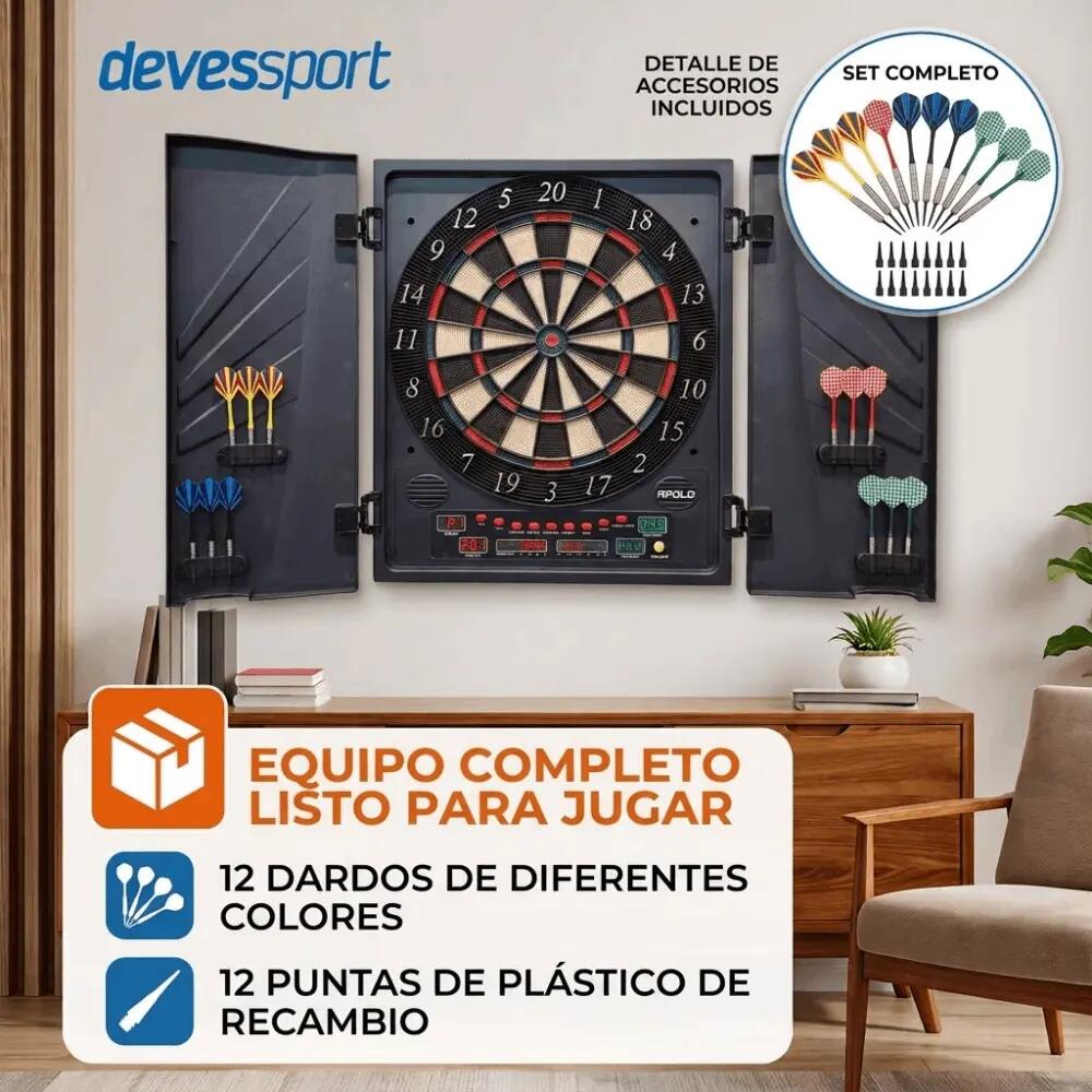 Alvo de Dardos Eletrónico Apolo com Portas | 27 Jogos e 202 Variações | Ecrã 6 L 5/7