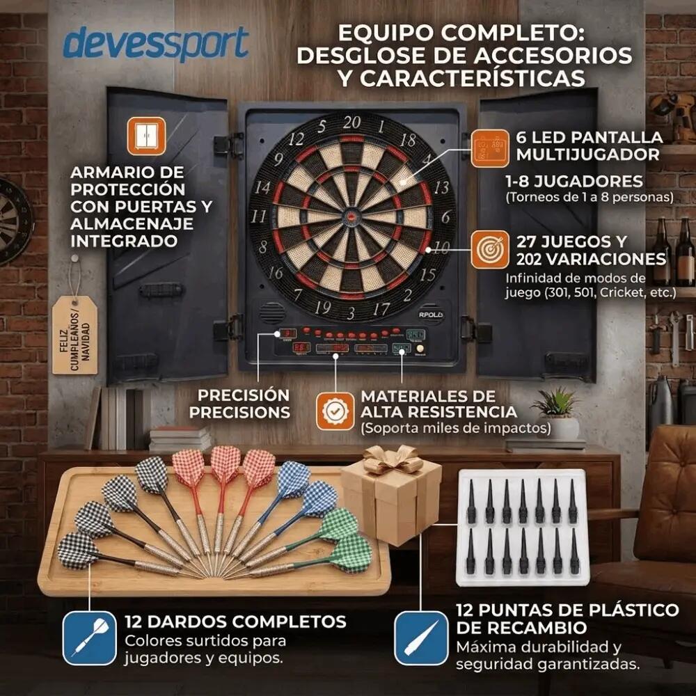 Alvo de Dardos Eletrónico Apolo com Portas | 27 Jogos e 202 Variações | Ecrã 6 L 3/7