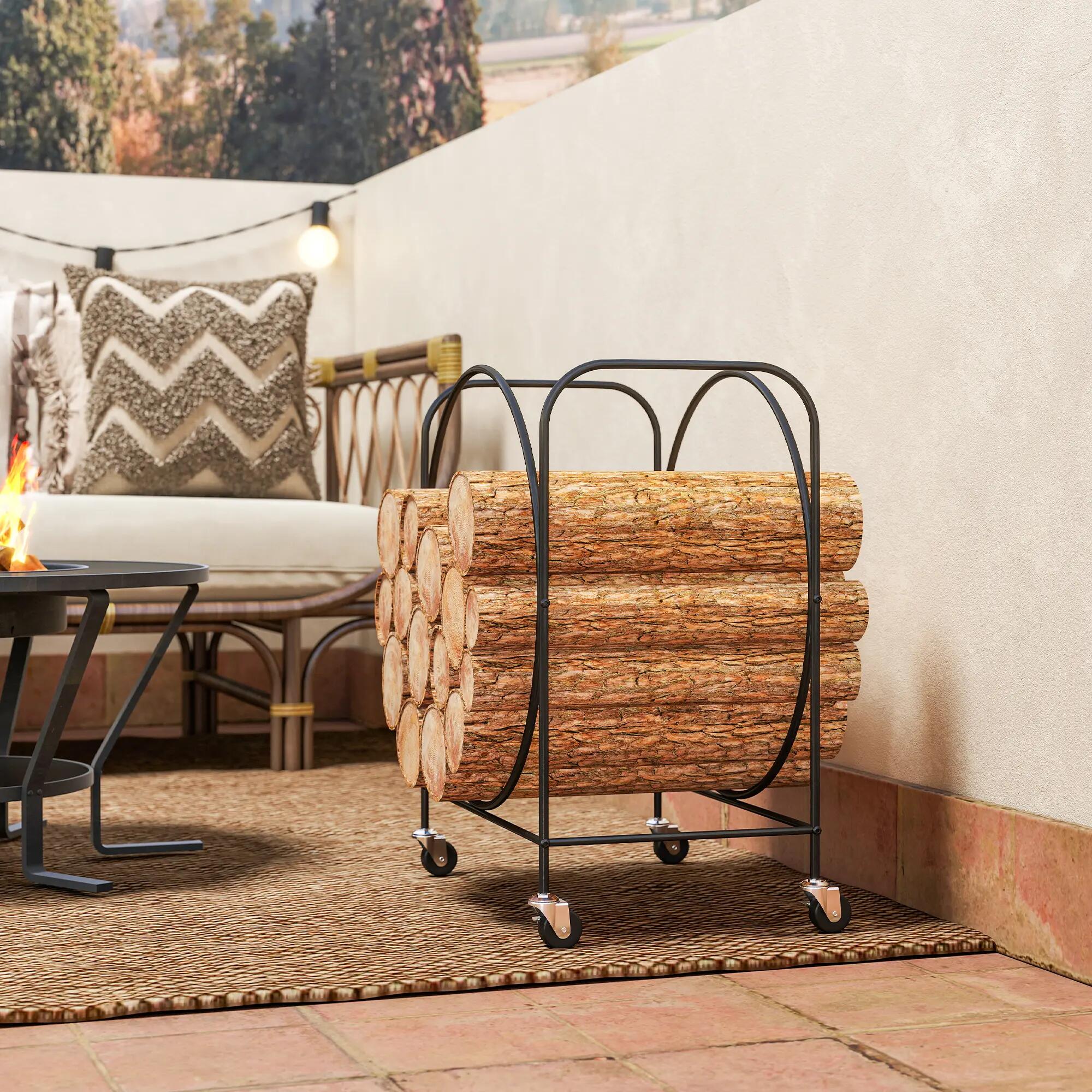 Leñero redondo con ruedas de metal 5/5