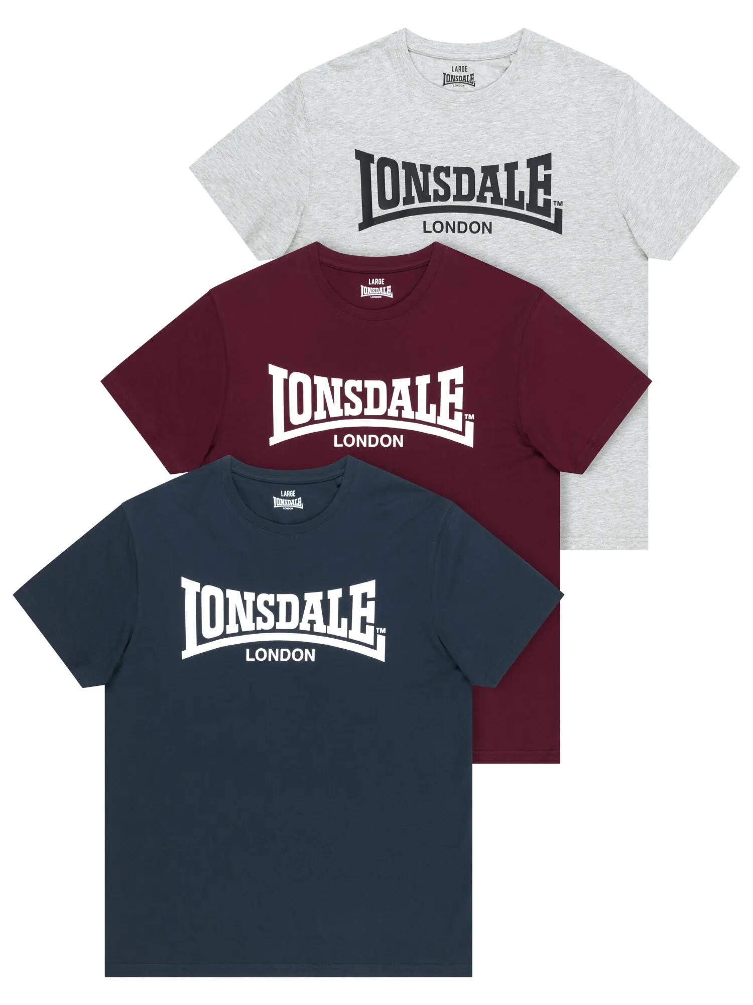 LONSDALE Herren T-Shirt normale Passform Dreierpack HINSTOCK 2/8
