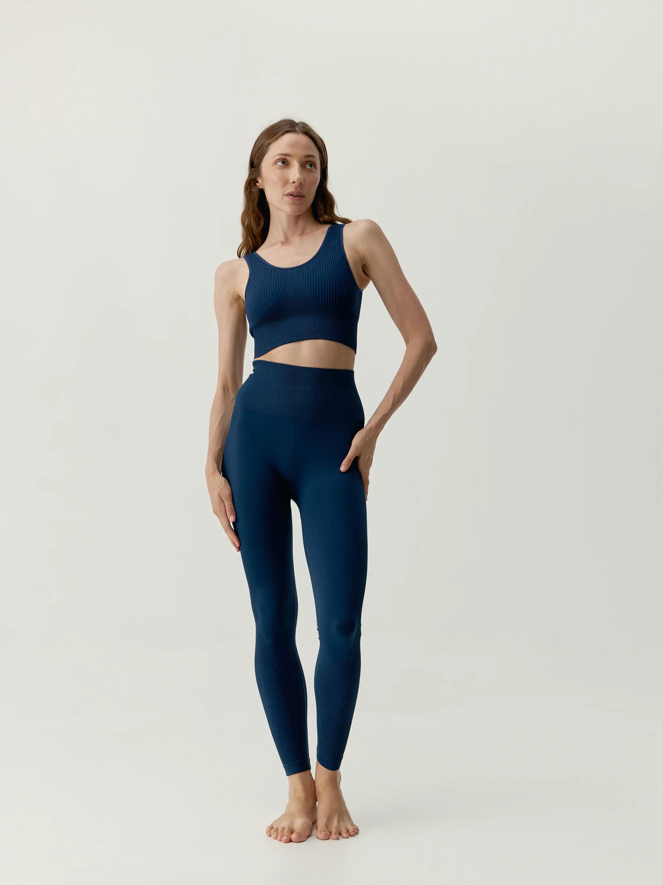 Sportleggings Damen Flow Nahtlos lang hoher Bund 4/5