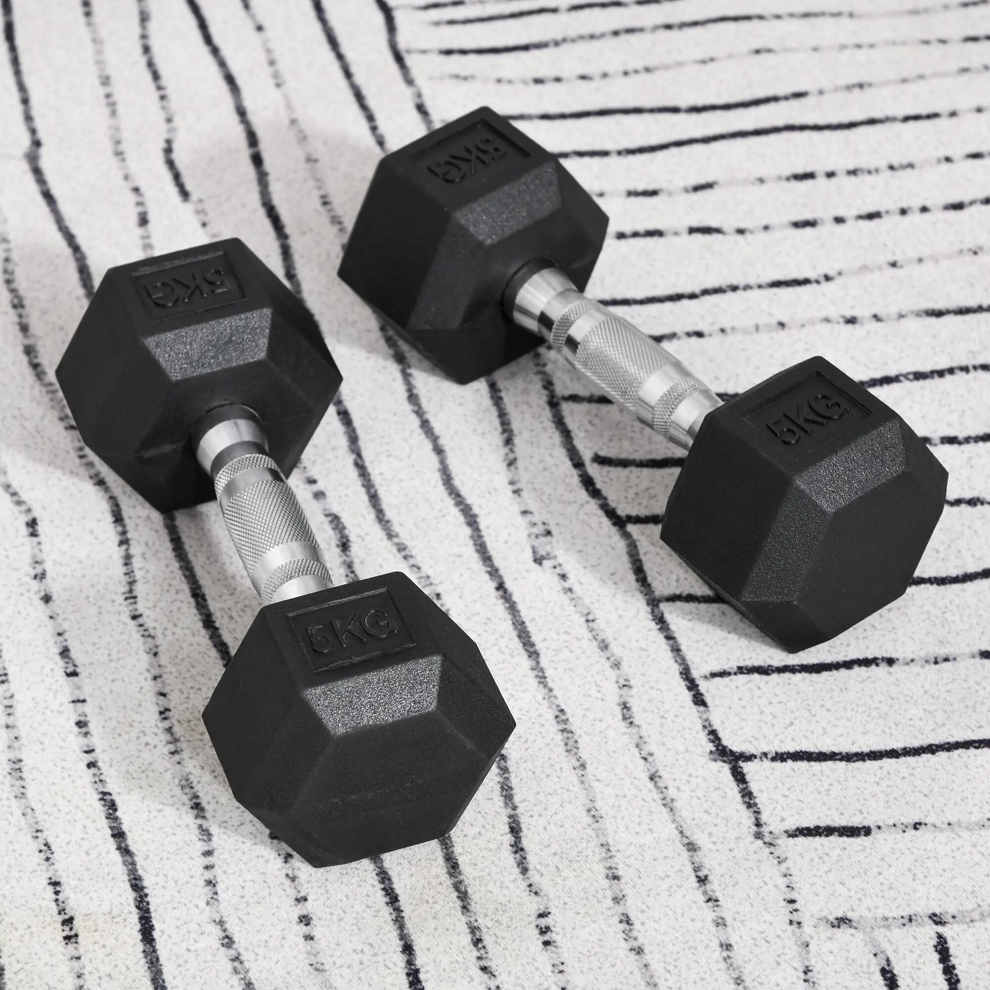 Haltères hexagonales - fitness - unisexe - poignées moletées 4/6