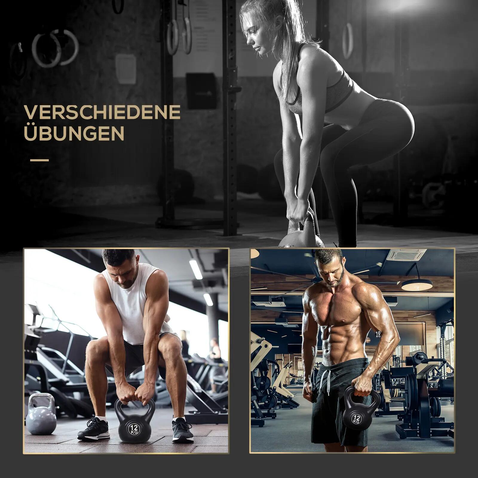 Kettlebell - Haltérophilie - Unisexe - Lestée sable 12 kg - noir 6/6