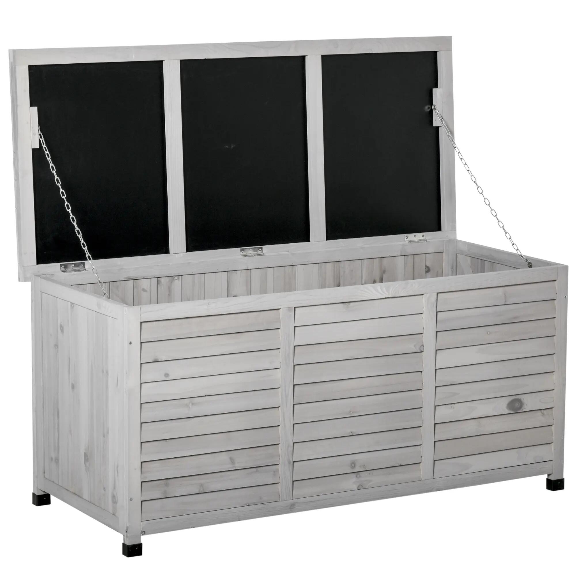 Baúl de Almacenaje Outsunny 127x56x60 cm Gris 1/5