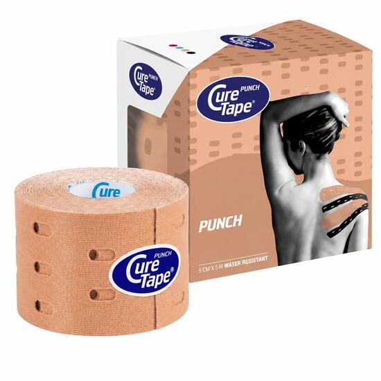 Unisex Fitness Kinesiologie-Tape perforiert Beige CureTape Punch Original
