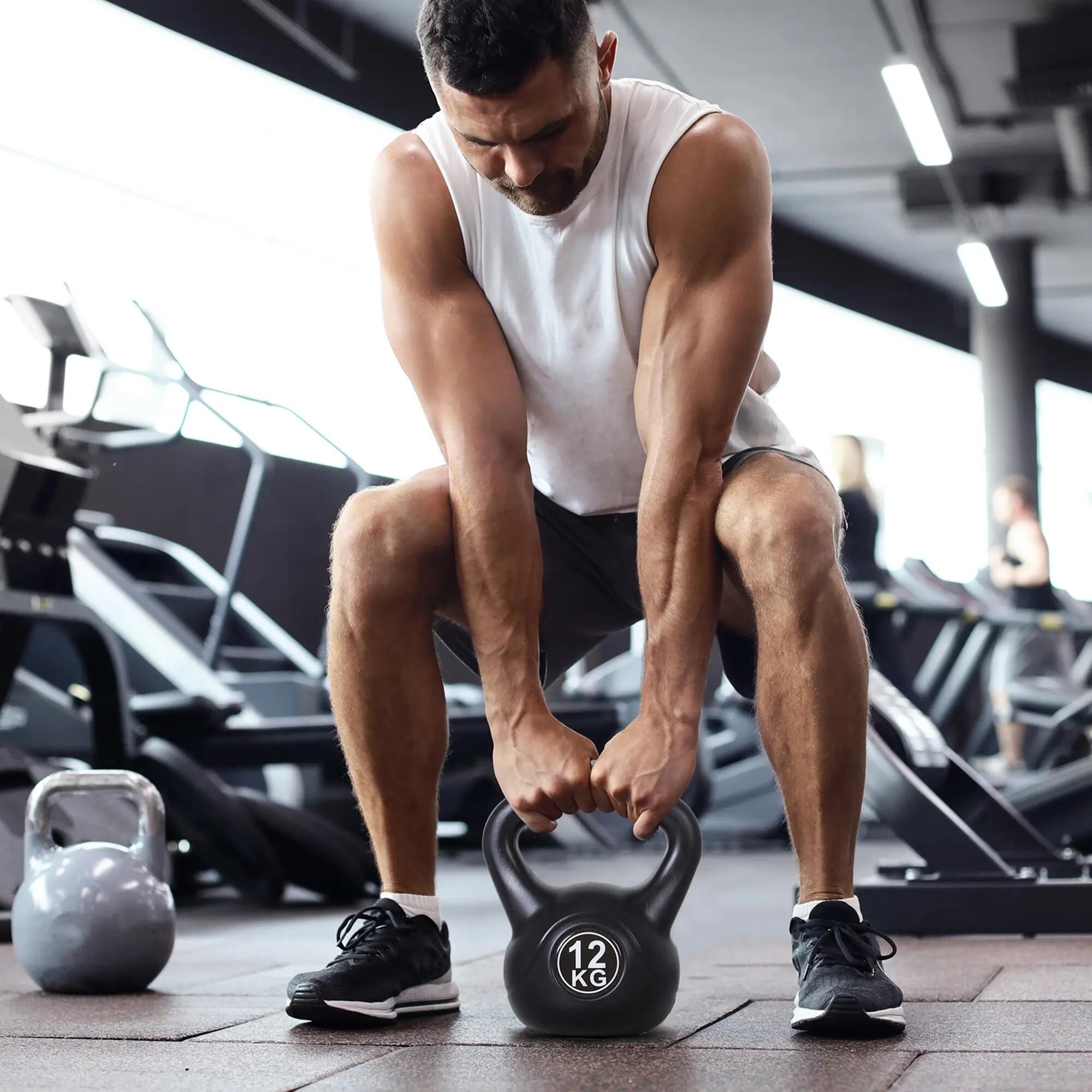 Kettlebell - Haltérophilie - Unisexe - Lestée sable 12 kg - noir 4/6