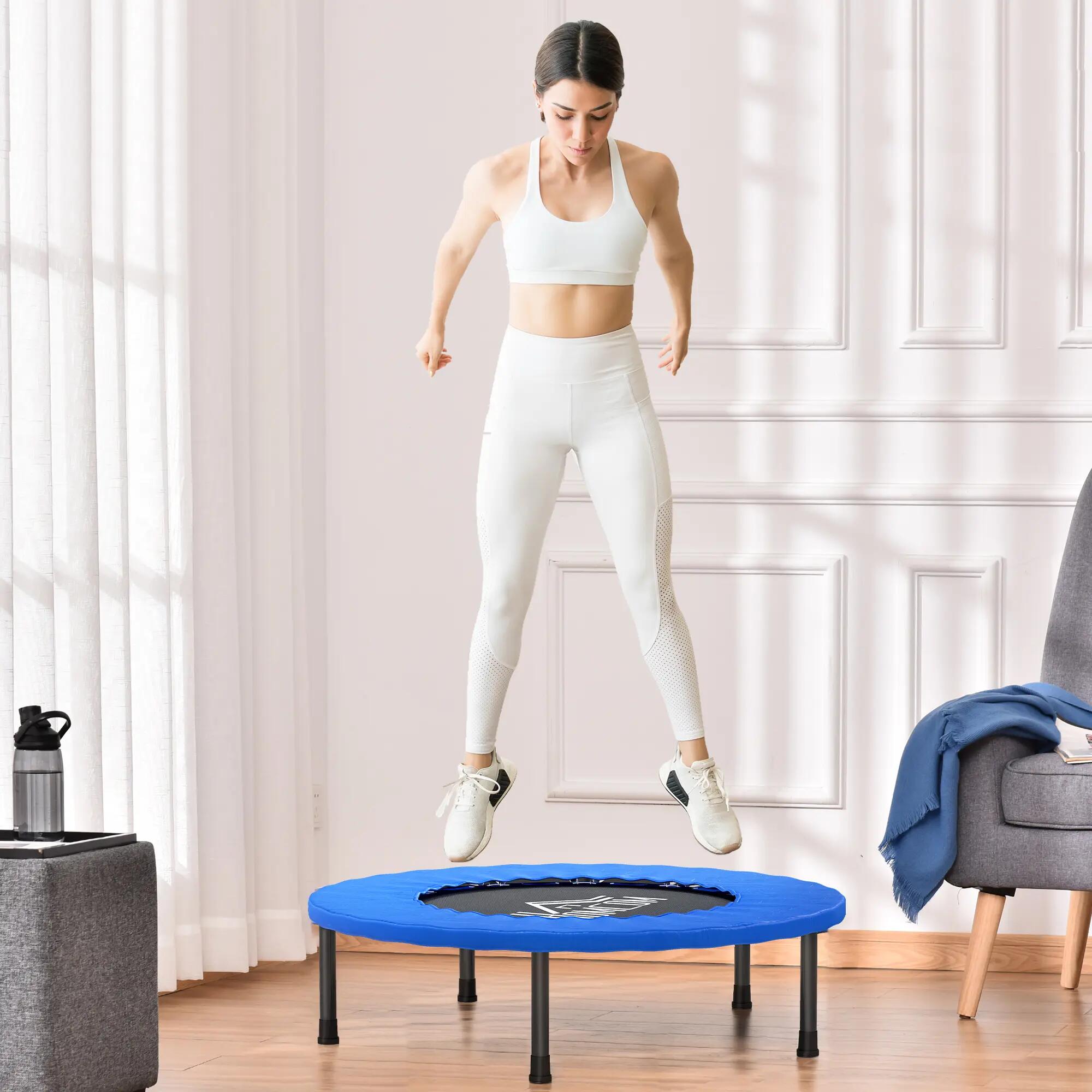 Mini trampoline fitness antidérapant 100 kg diamètre 81x22,5 cm bleu noir 4/6