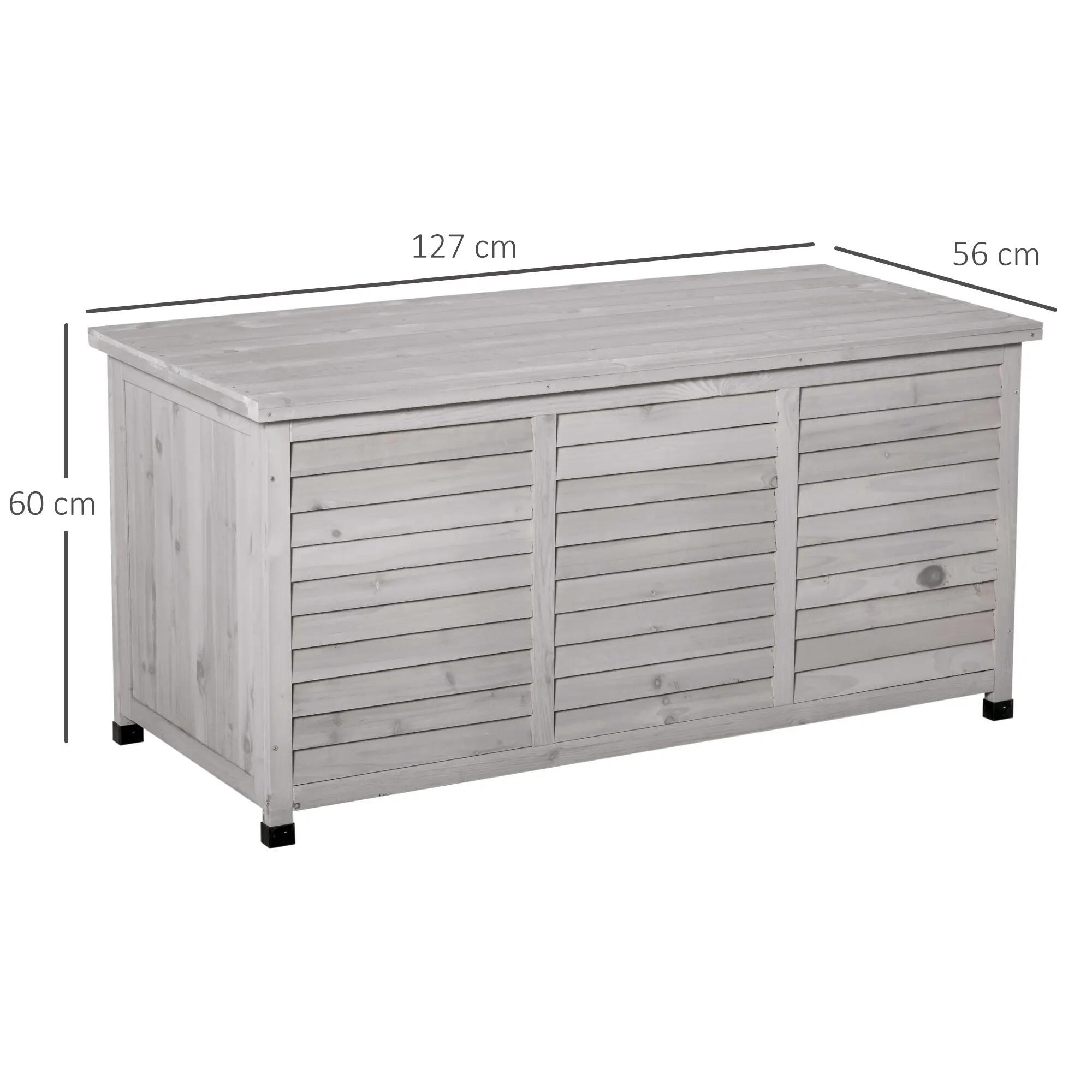 Baúl de Almacenaje Outsunny 127x56x60 cm Gris 3/5