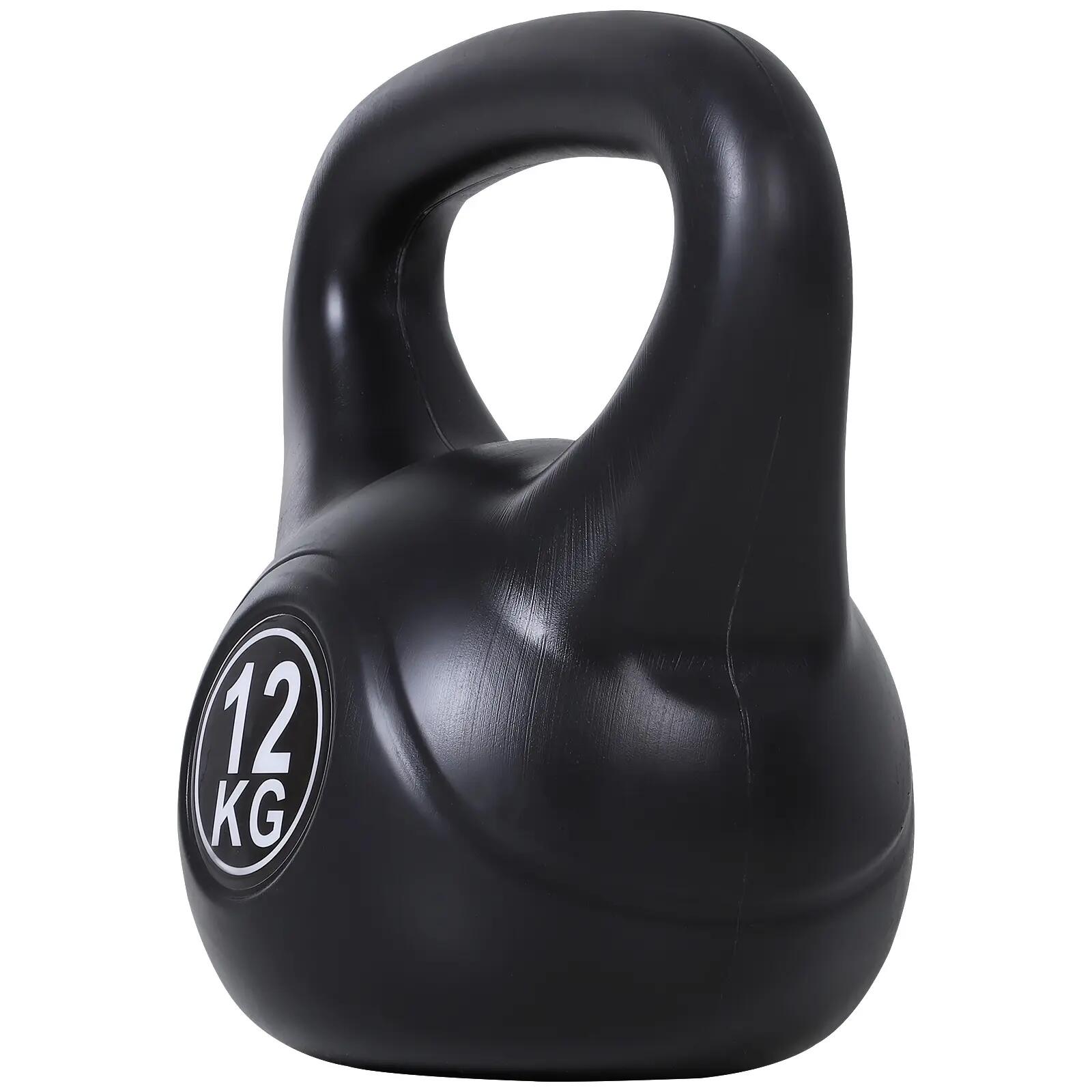 Kettlebell - Haltérophilie - Unisexe - Lestée sable 12 kg - noir 2/6