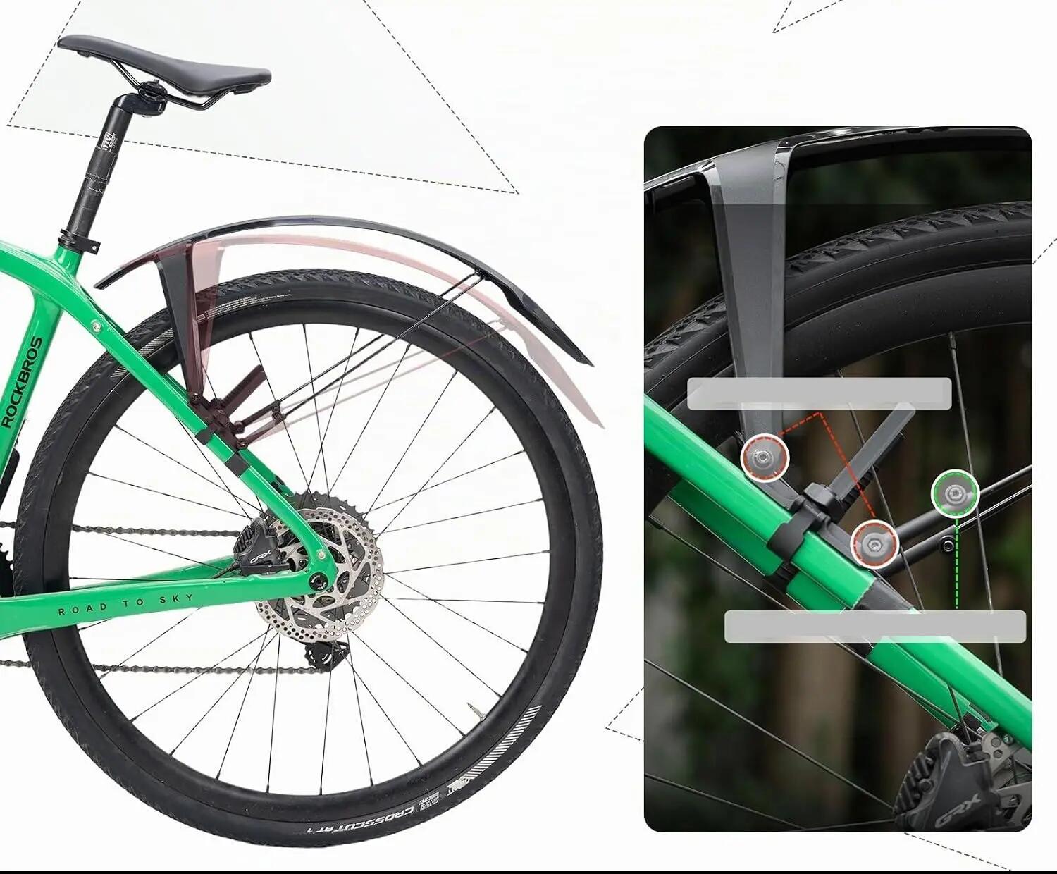 Błotniki rowerowe FK-892 czarne regulowane szybki montaż, tył i przód Rockbros 4/7