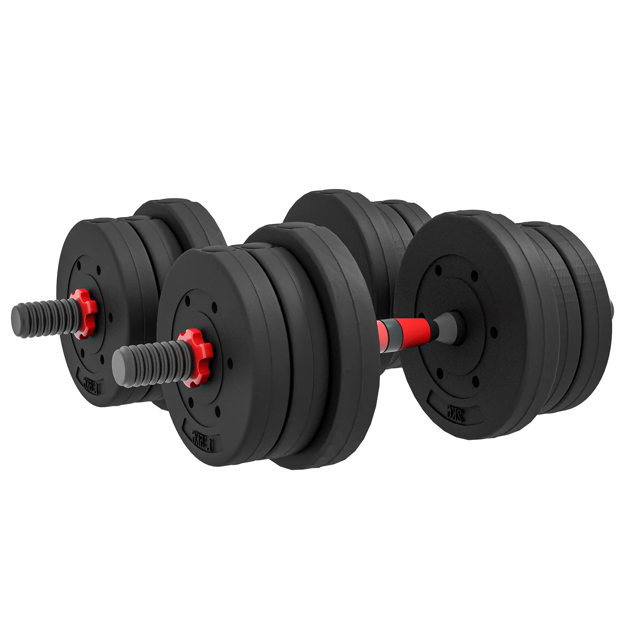 Haltères - Musculation - Barre réglable empilable - Noir/rouge 2/6