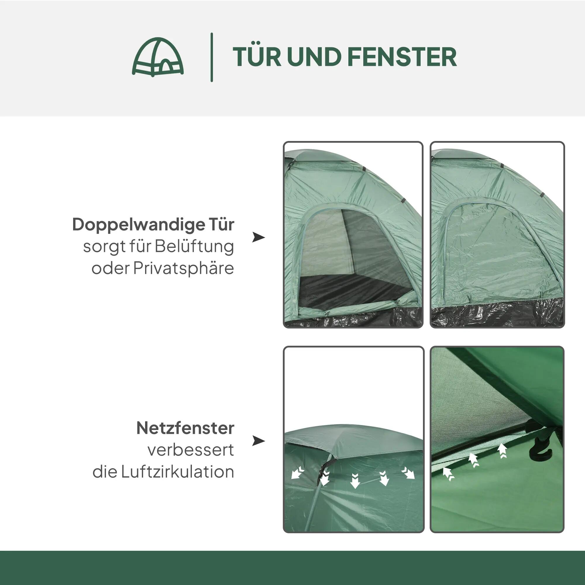 Tente dôme camping - Randonnée - Unisexe - Légère, stable, 2 places - Vert foncé 6/6