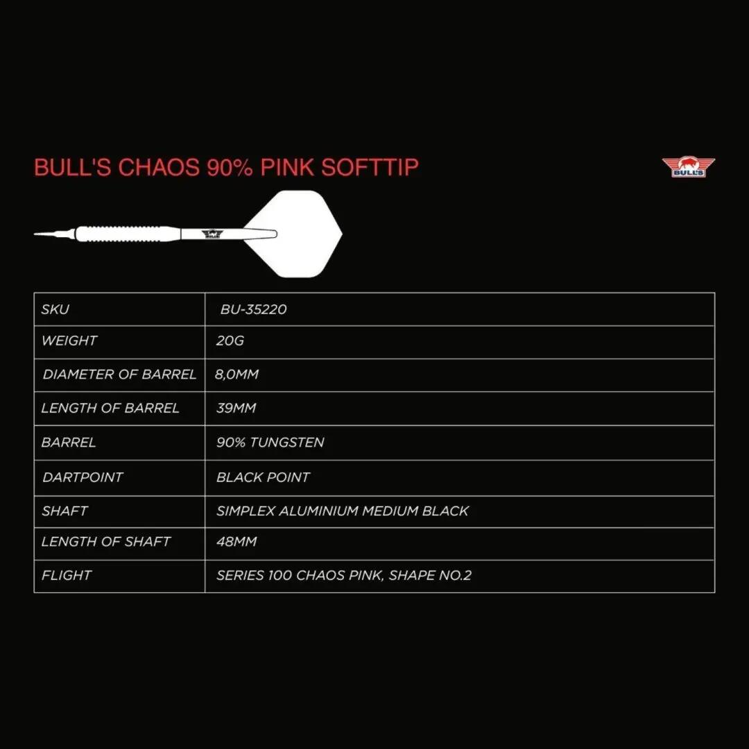 Chaos Pink 90% Tungsten Softtip Dartpijlen 6/6