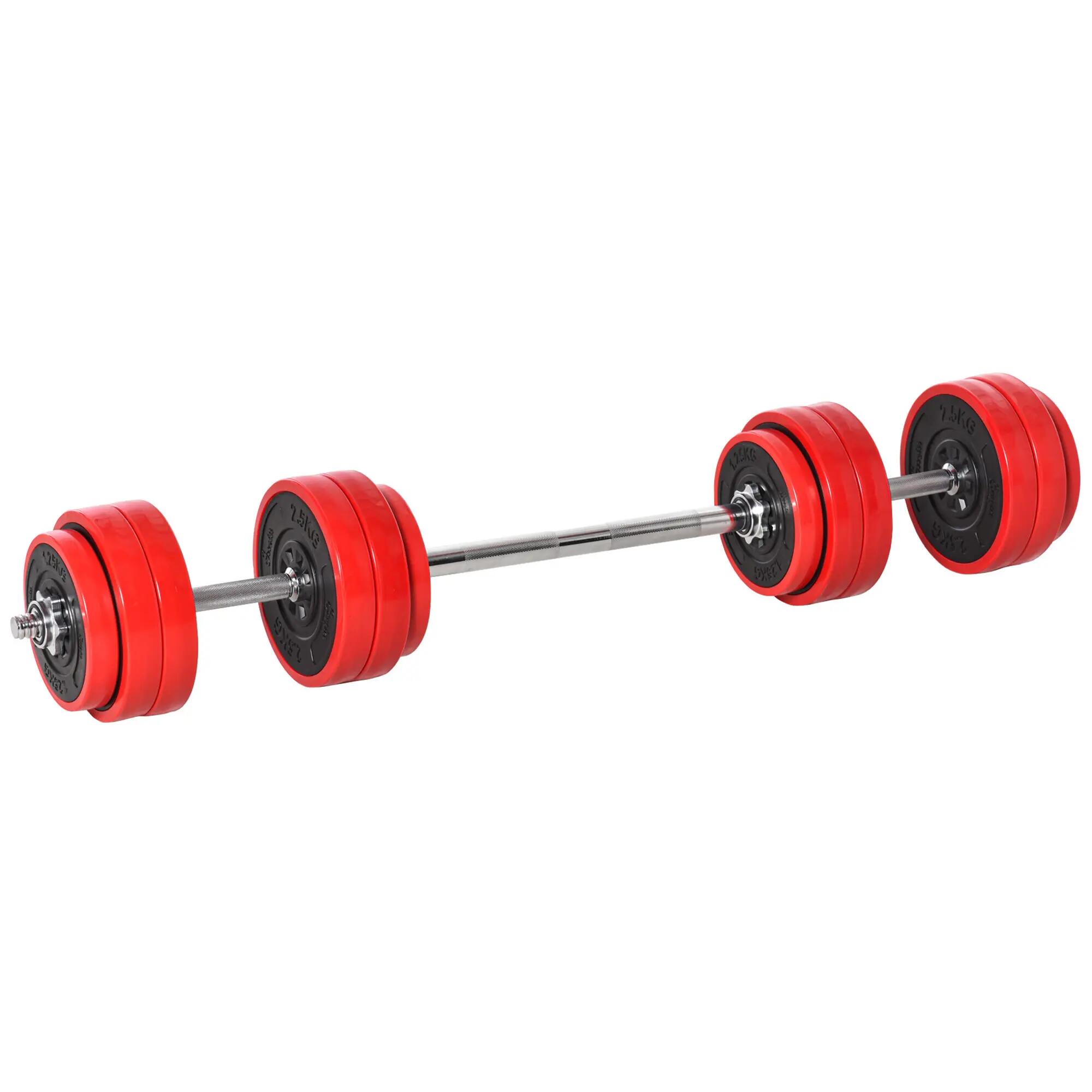Ensemble haltères - musculation - mixte - 30 kg - rouge et noir 2/6
