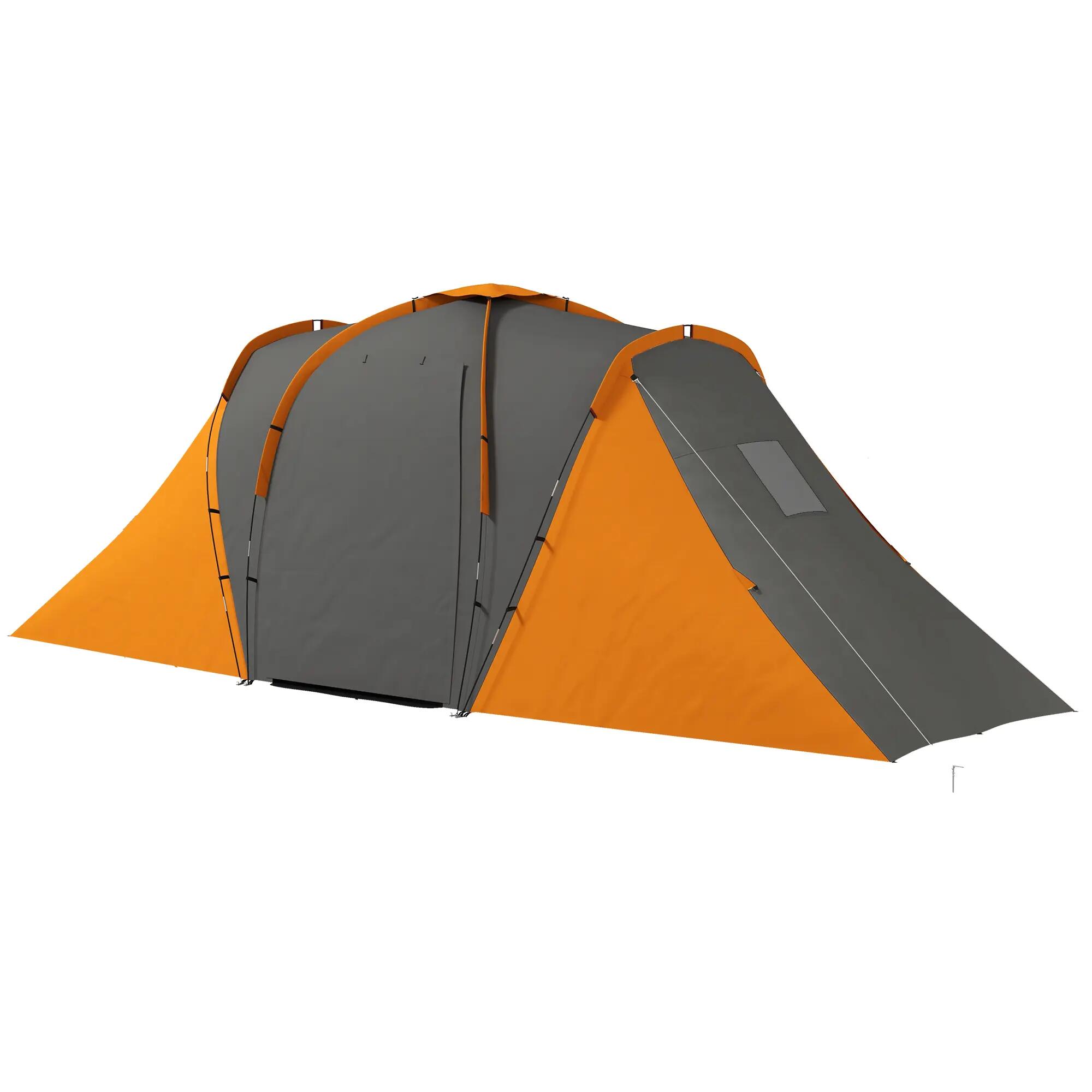 Tente tunnel - Plein air - 2 chambres - Gris/orange 2/6