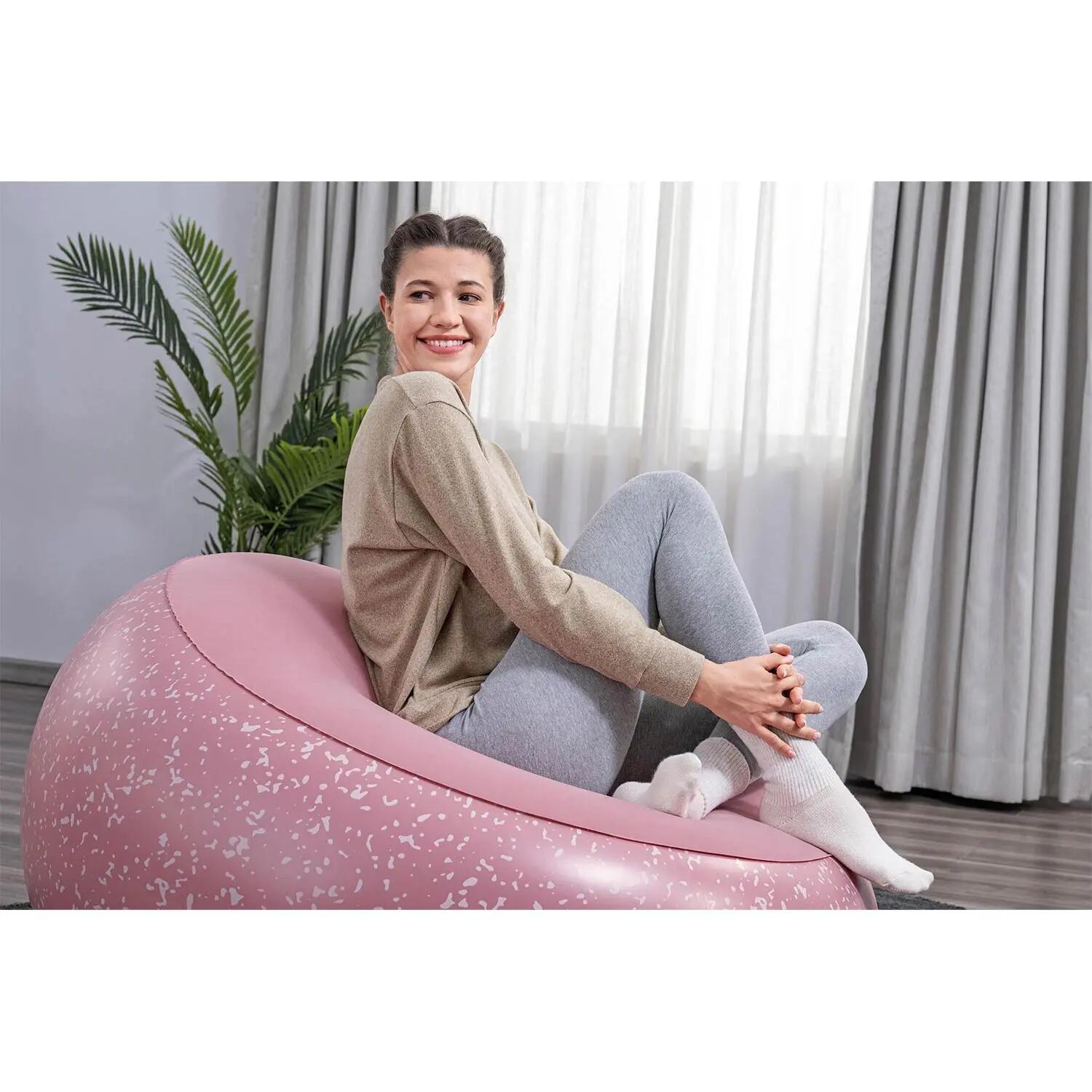 Fotel dmuchany Bestway 75155 pufa dmuchana materac do siedzenia różowy 112x112cm 12/12
