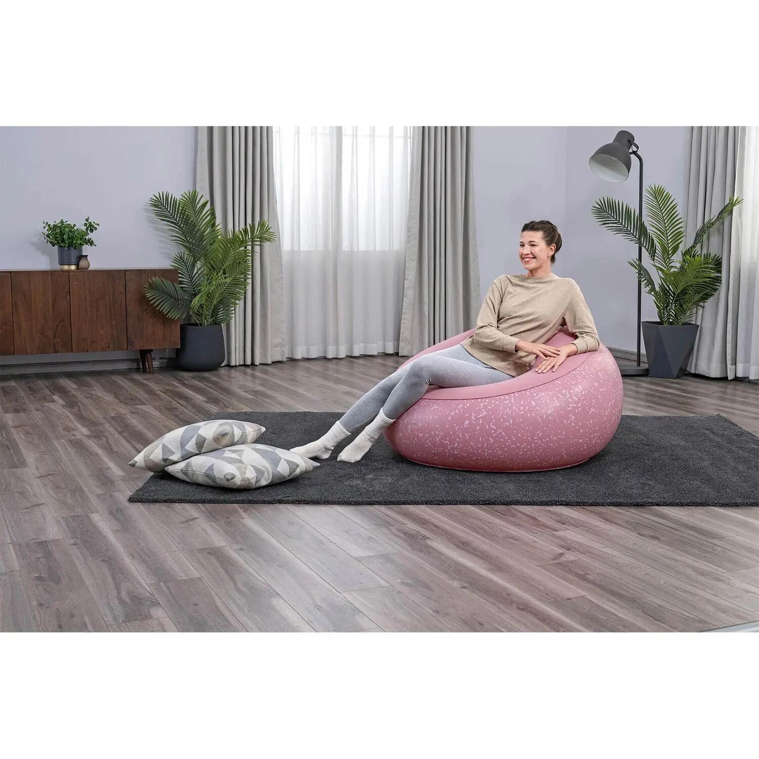 Fotel dmuchany Bestway 75155 pufa dmuchana materac do siedzenia różowy 112x112cm 11/12