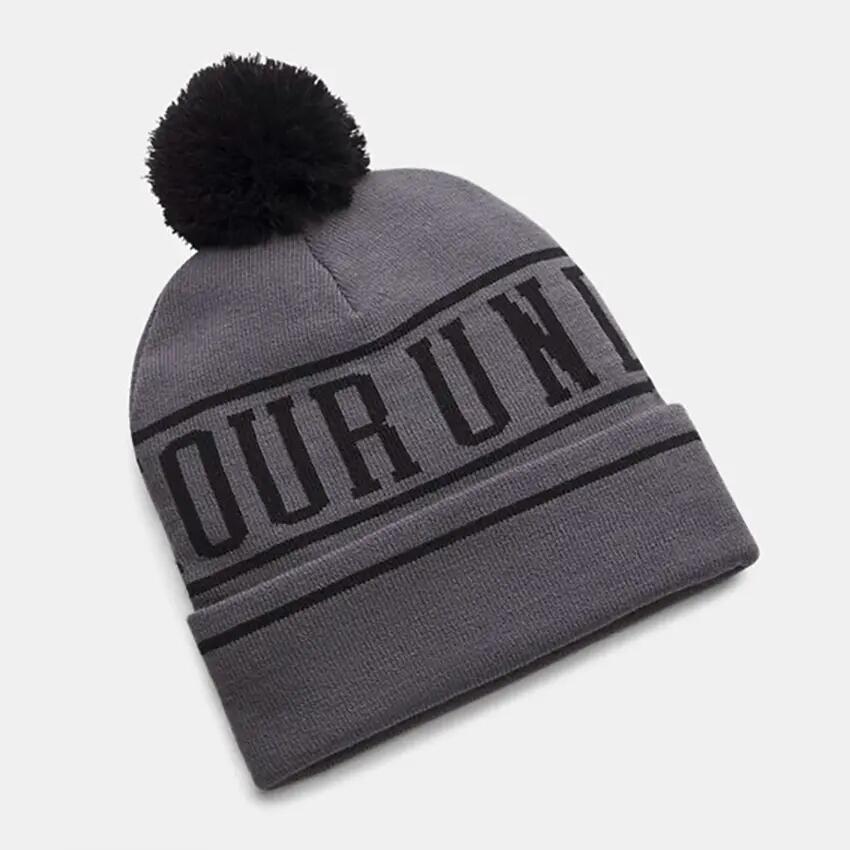 Bonnet à pompon UA Halftime Pom Gris et noir 3/3