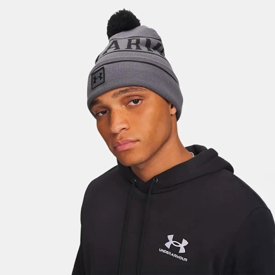 Bonnet à pompon UA Halftime Pom Gris et noir 2/3