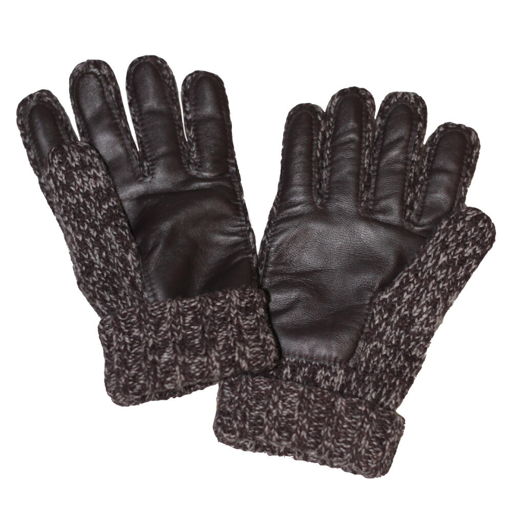 Mens Knitted Gloves (Brown Marl) 2/3