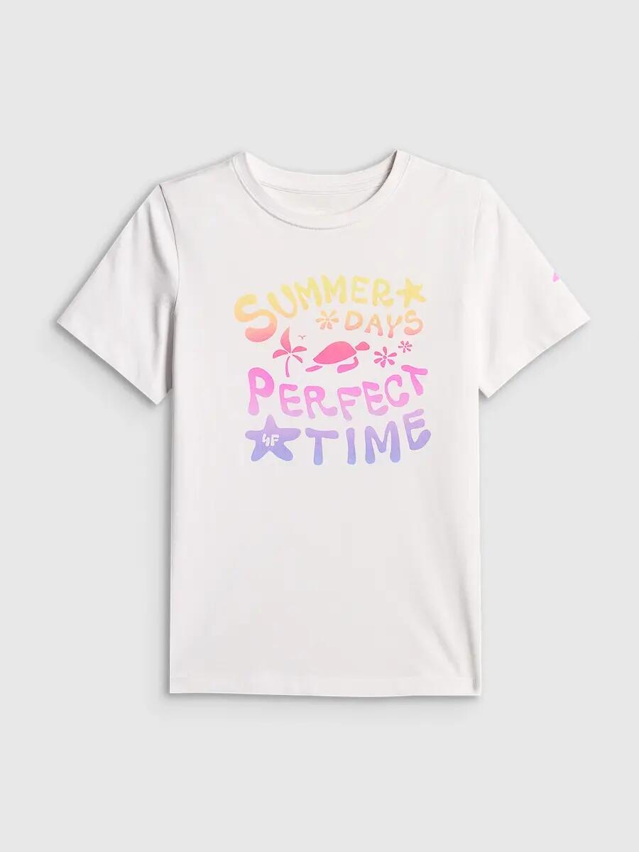 T-shirt regular z nadrukiem dziewczęcy 4F 4FJRSS26TTSHF3913 5/6