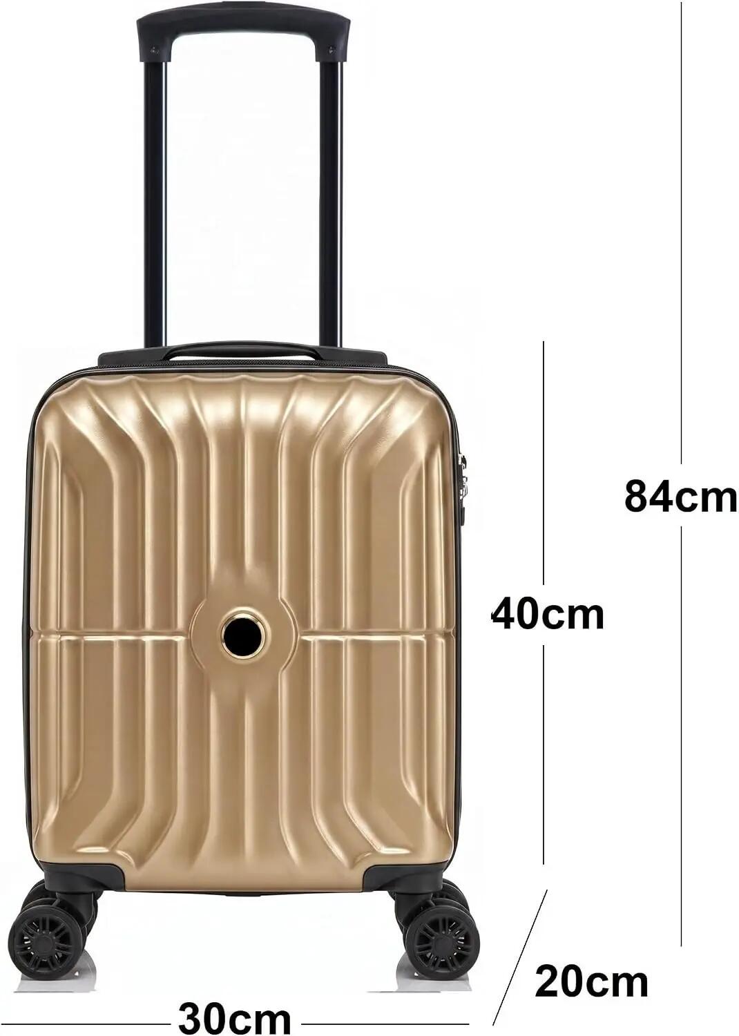 Maleta Equipaje de Mano 40x30x20cm (27L) Ruedas 360º Desmontables. ABS (Oro) 3/7