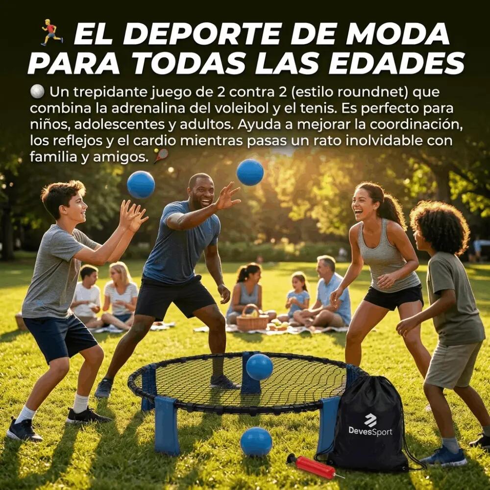 Speedy Ball - Jogo de Roundnet e Vólei com Rede de Ressalto (Ø 90 cm) para Praia 5/5