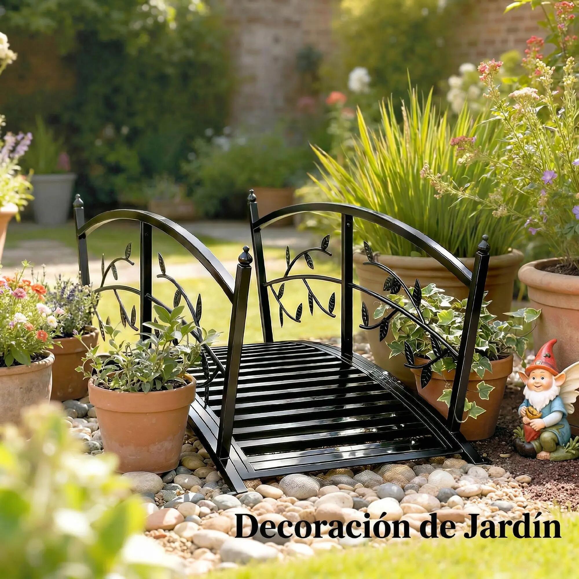 Puente de jardín metálico 1,2 m negro 4/5