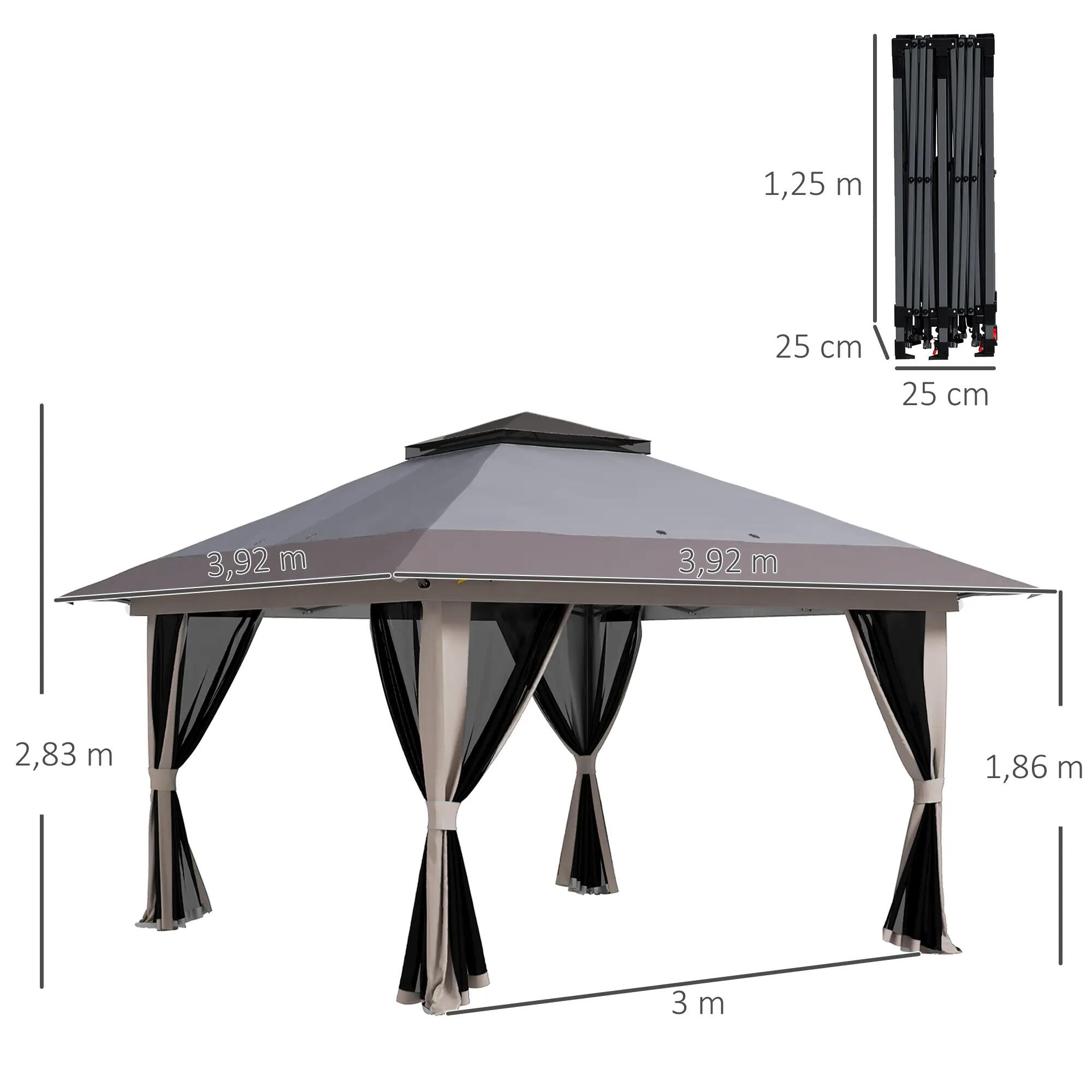 Carpa Plegable Outsunny 4x4x2,8 m Gris Claro 3/6