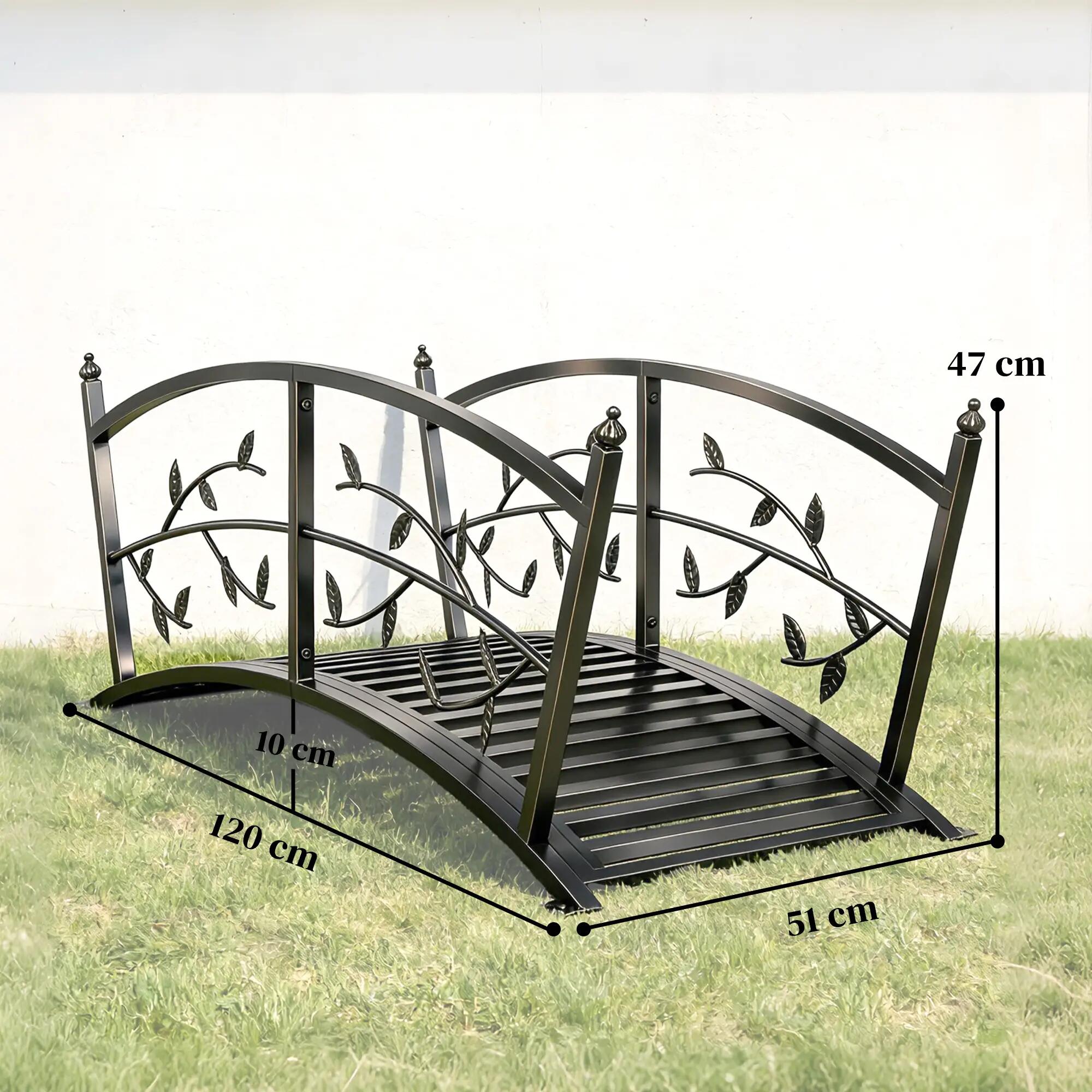 Puente de jardín metálico 1,2 m negro 3/5