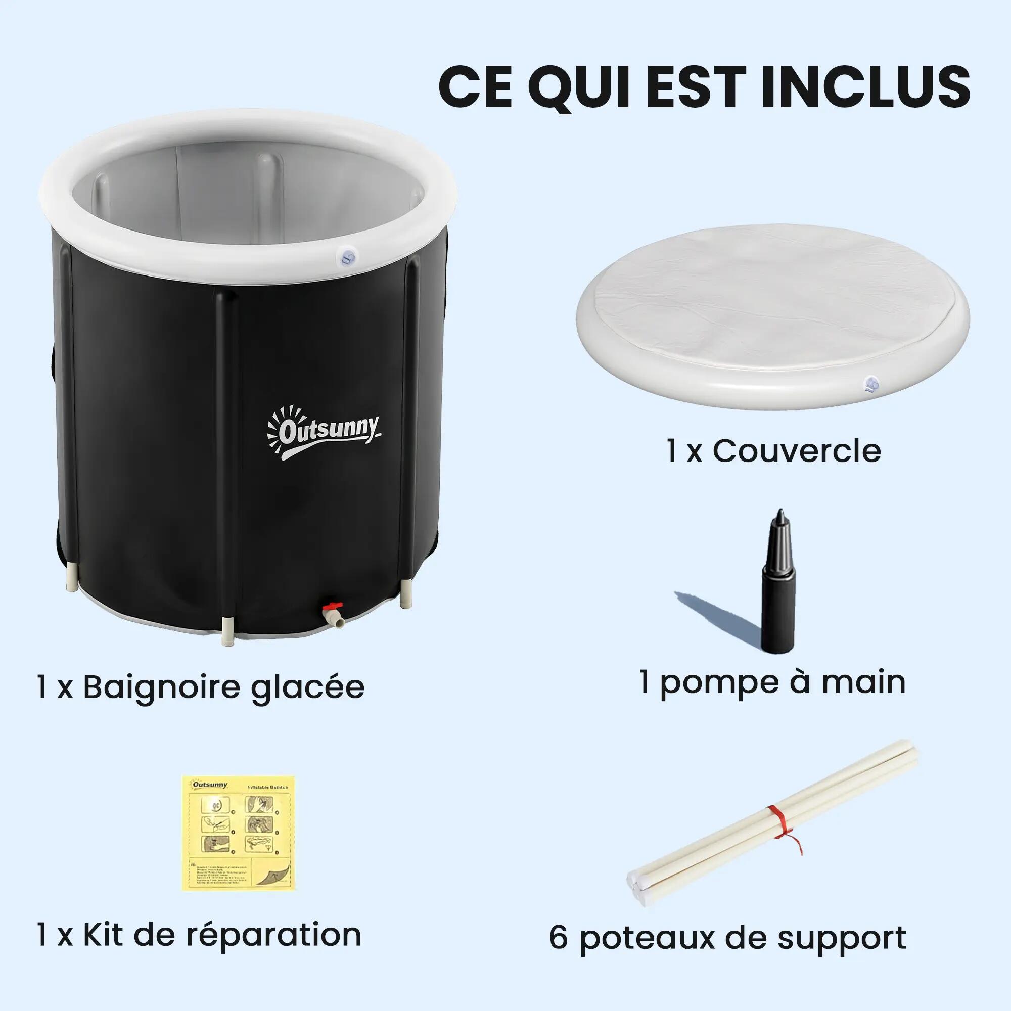 Baignoire cryothérapie - fitness - gonflable 280 L - noir 6/6