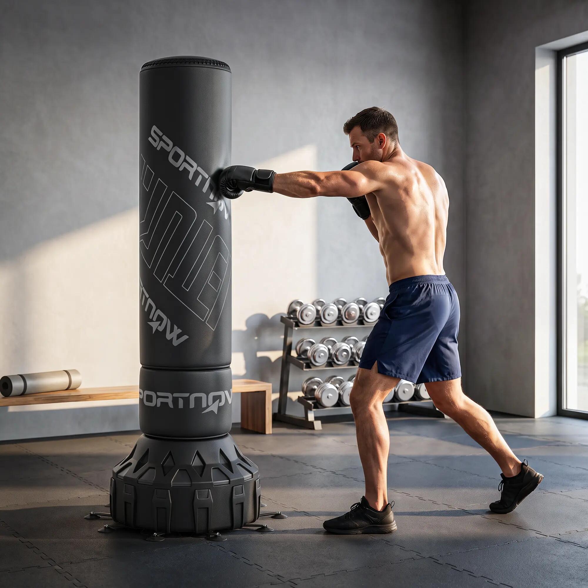 Sac de frappe autoportant - boxe - mixte - base à ventouses, hauteur 180 cm 4/6