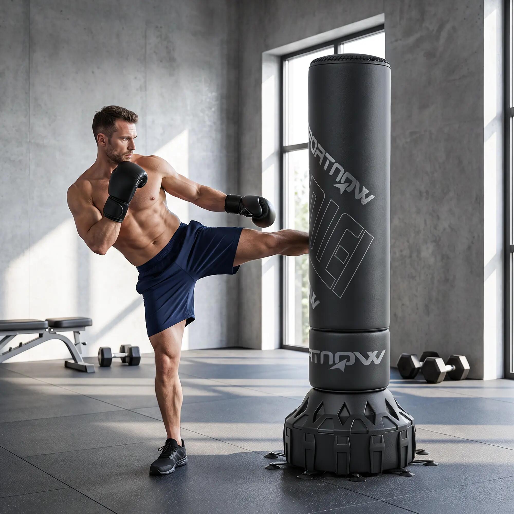 Sac de frappe autoportant - boxe - mixte - base à ventouses, hauteur 180 cm 3/6