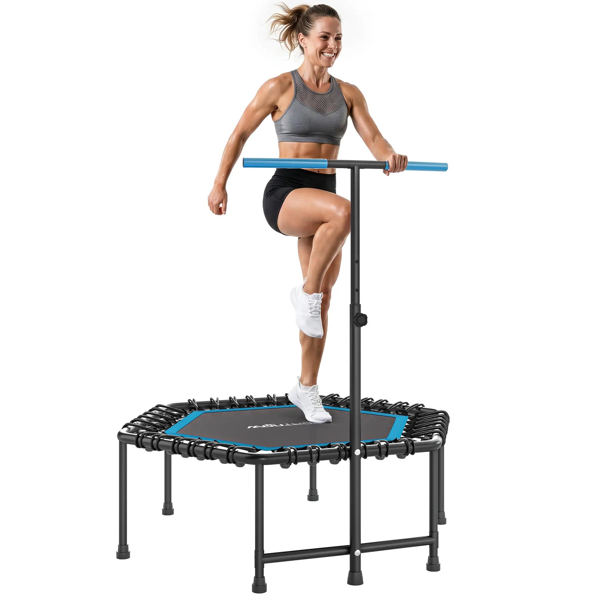 Trampoline de fitness 114 cm, cordes élastiques, poignée réglable 3 positions, t 1/9
