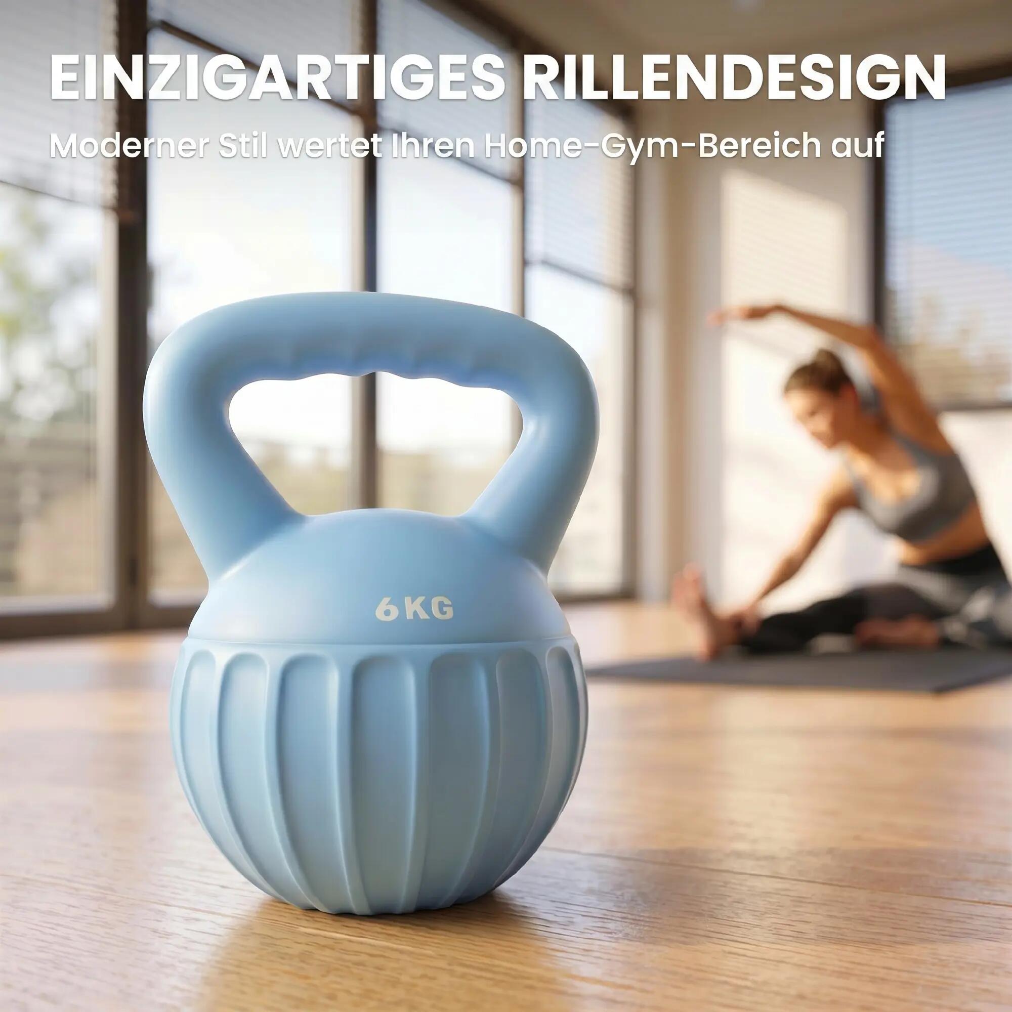 kettlebell musculation - weightlifting - unisexe - lestée sable 6 kg - bleu 6/6