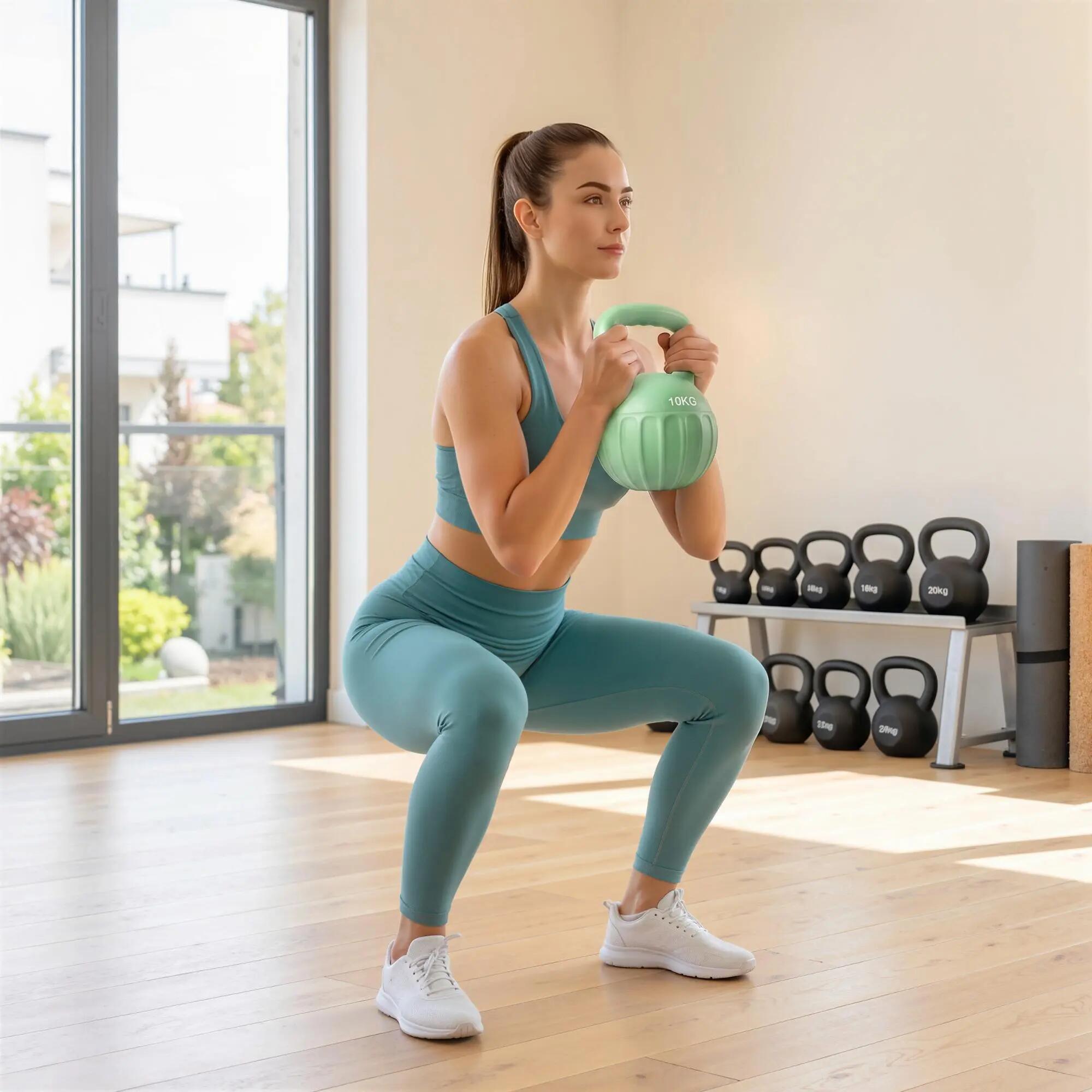 Kettlebell - Musculation - Unisexe - Lestée sable 6 kg - Vert 3/6
