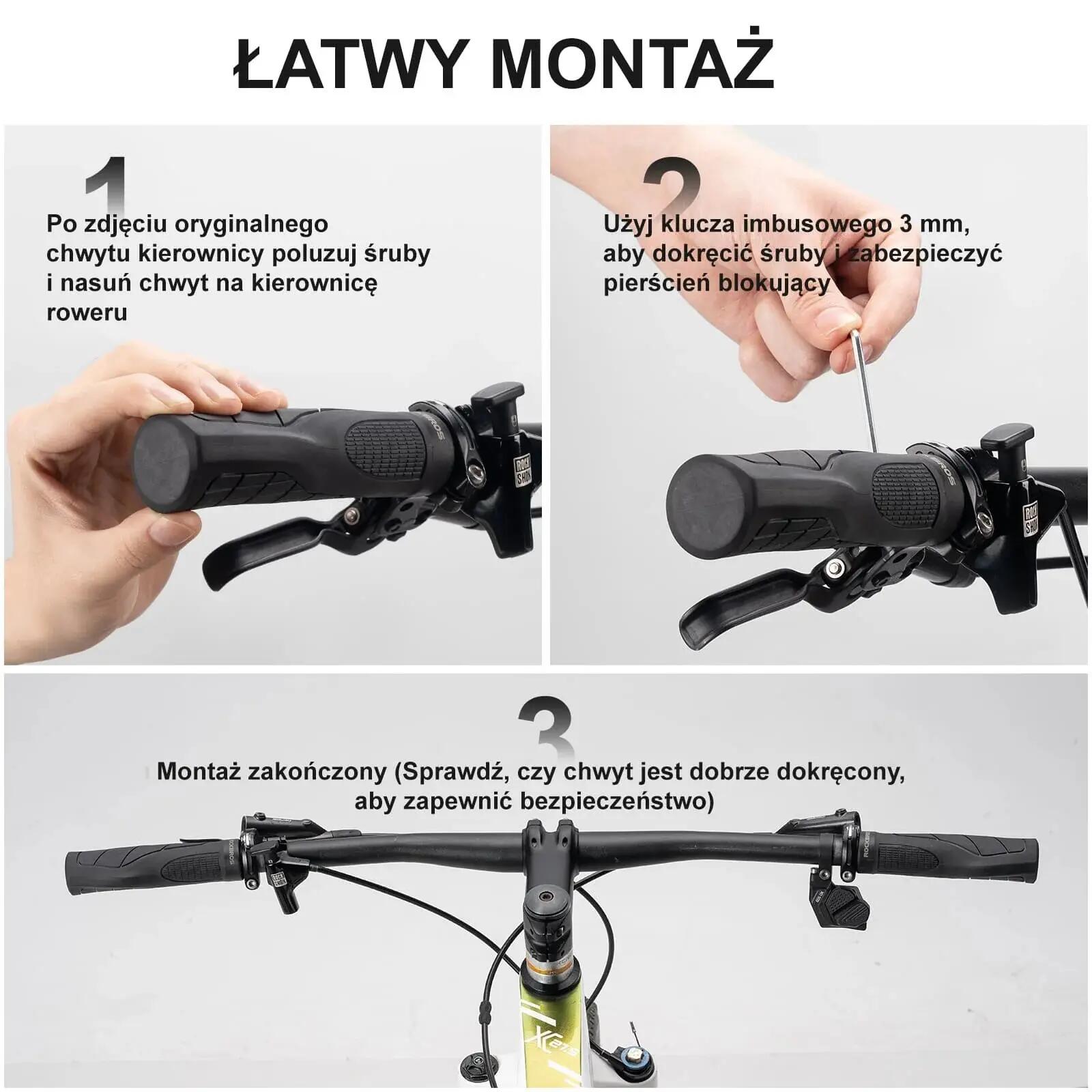 Chwyty rowerowe ergonomiczne rączki gripy Rockbros 22,2 mm kierownicy 7/7
