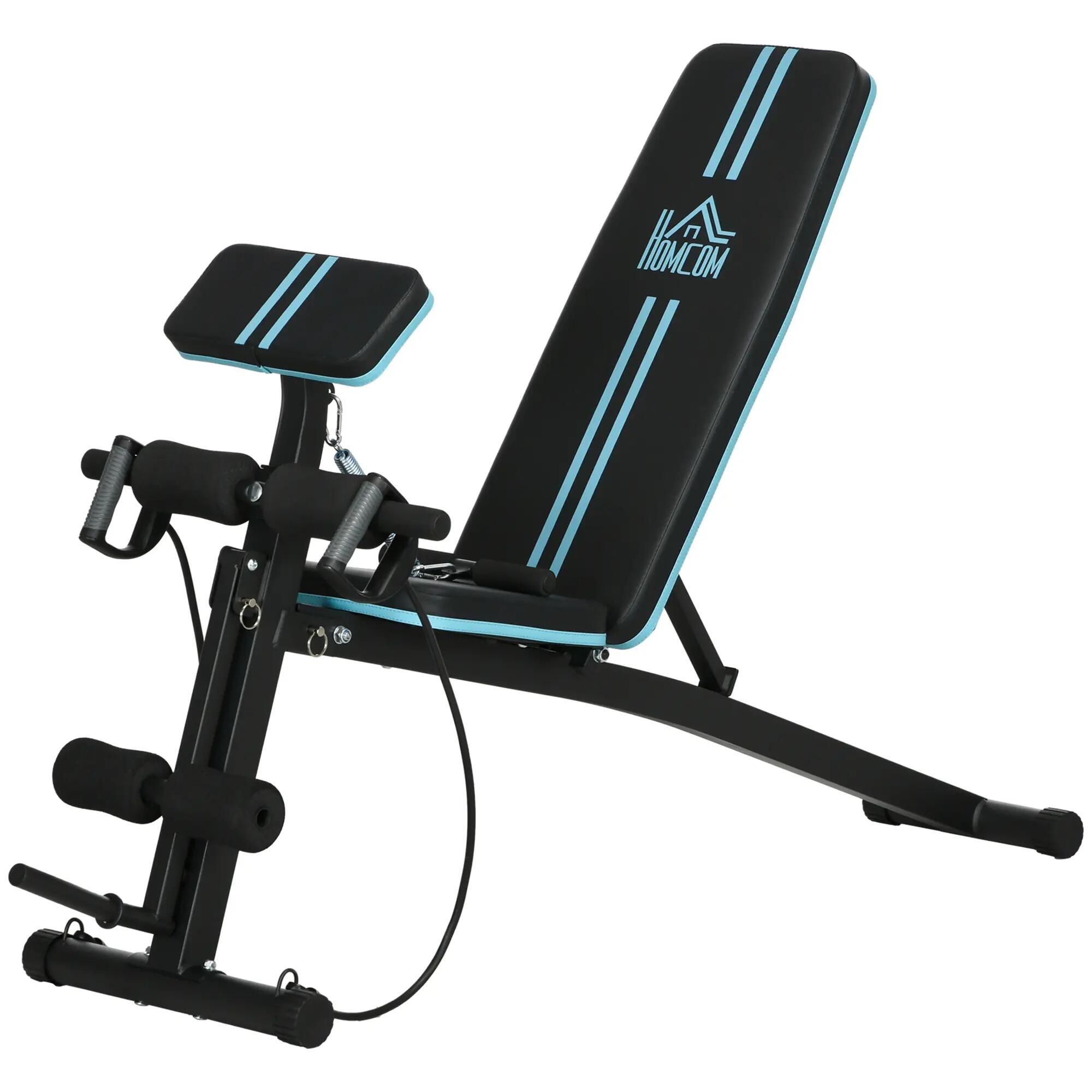 Banc de musculation - forme physique - réglable - noir/bleu 2/6