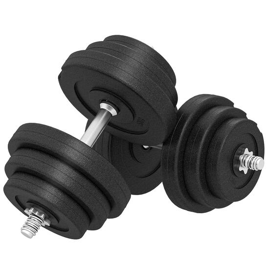 Haltères 40 kg, 2 poignées en métal, 12 disques de poids, compatibles avec une u