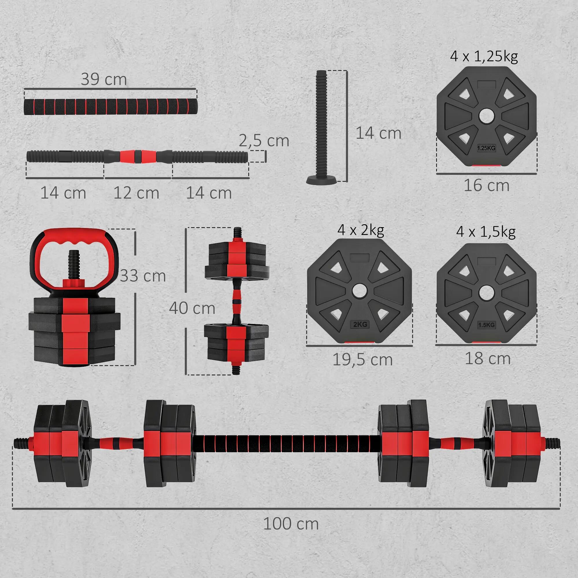 Ensemble d'haltères 6 en 1 - weightlifting - femmes - réglable jusqu'à 20 kg 5/6