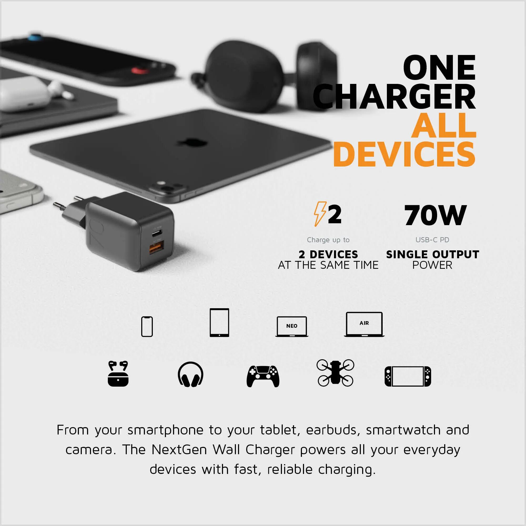 Cargador universal - Adaptador NextGen de 70 W - Cargador - Negro 4/7