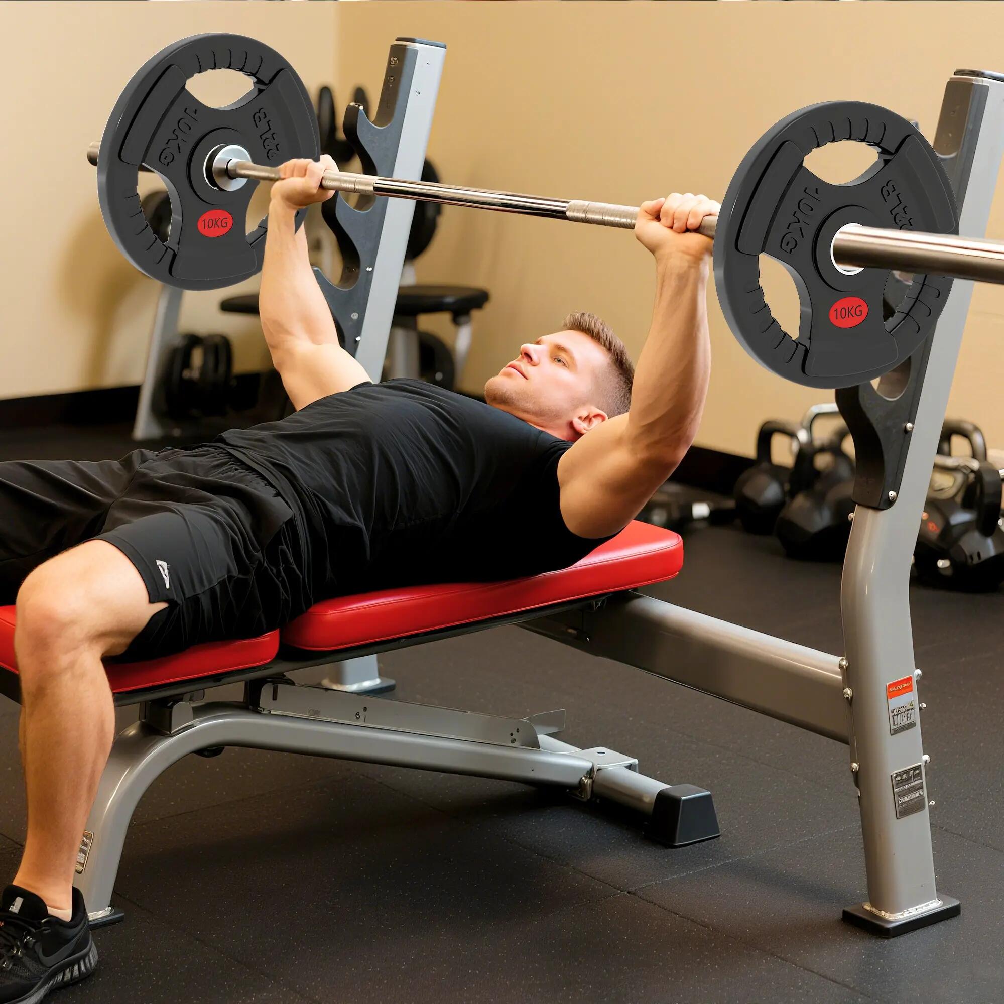 Disques de musculation olympiques, trou de 50 mm, 2 x 10 kg, avec anneau intérie 4/9