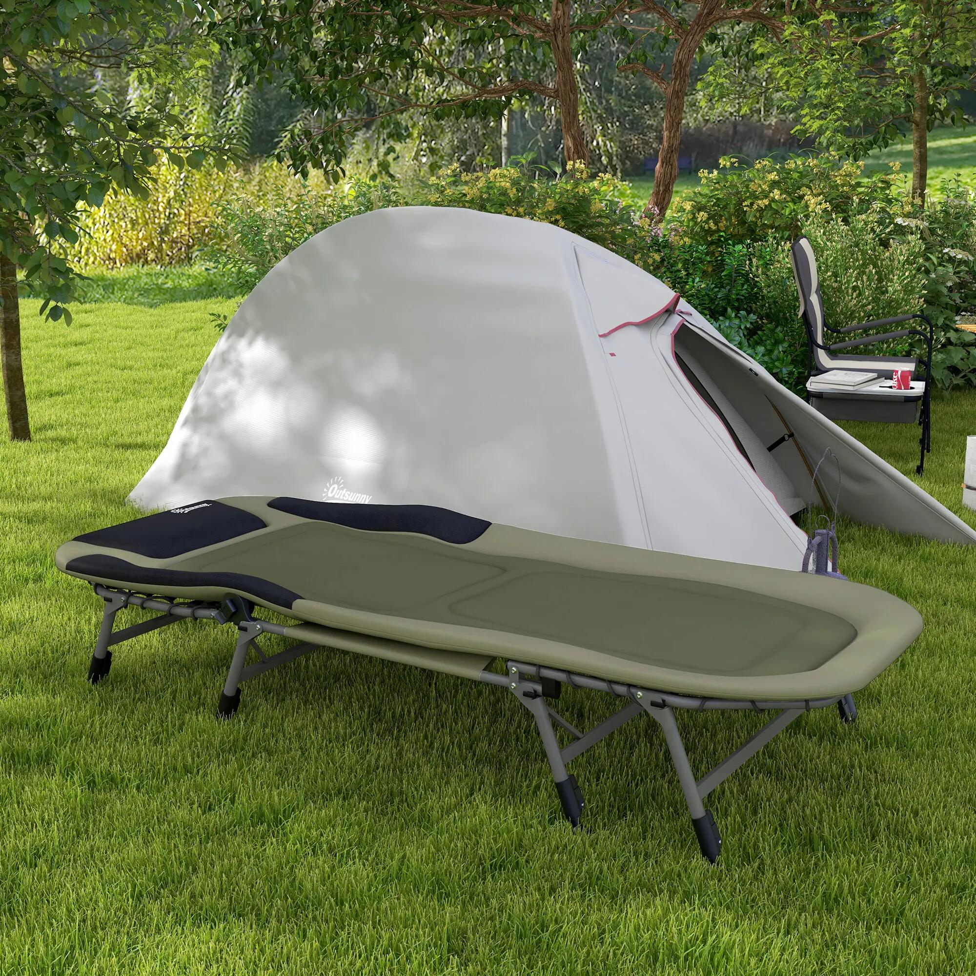 Lit de camp - Pliable, dossier réglable - Vert 3/6