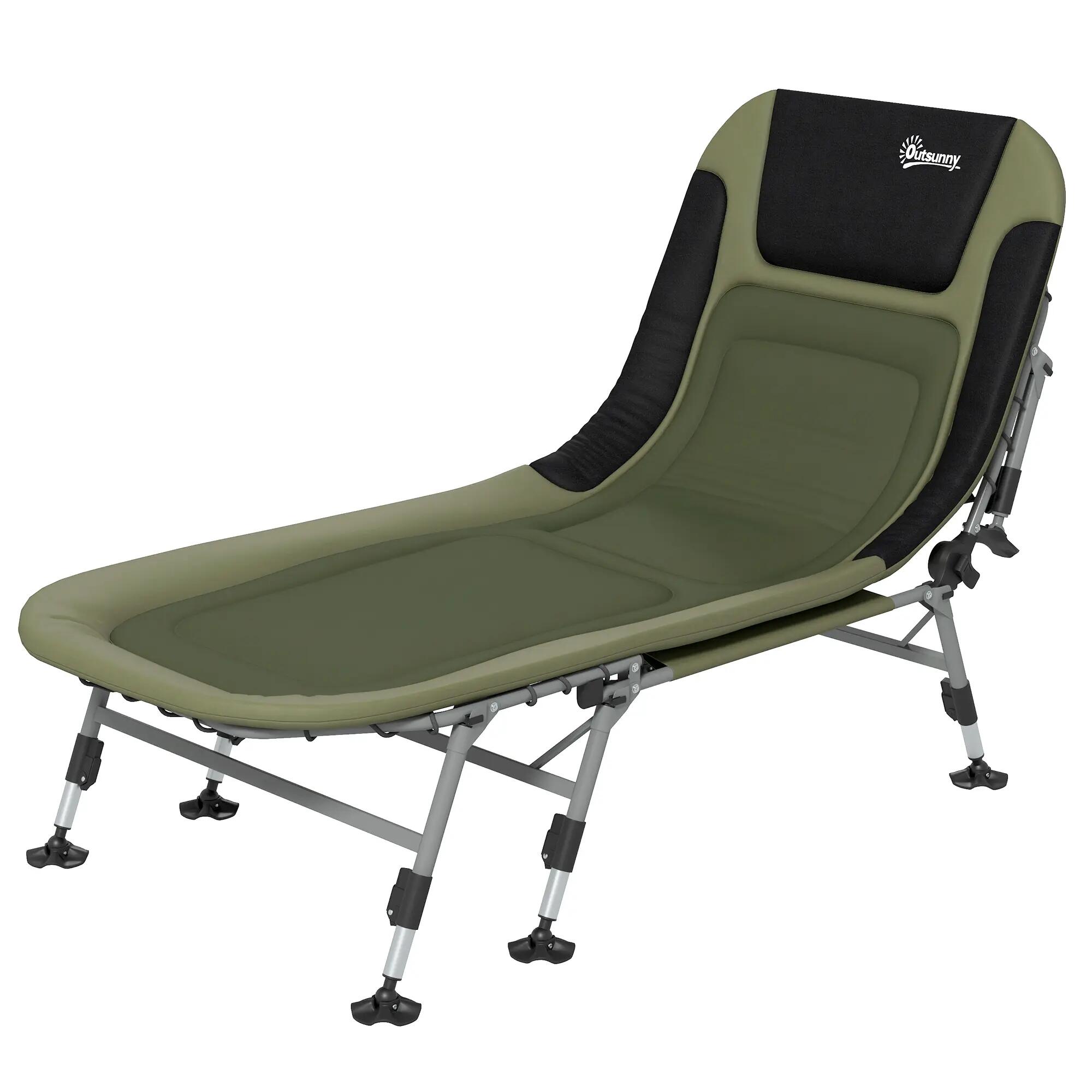 Lit de camp - Pliable, dossier réglable - Vert 2/6