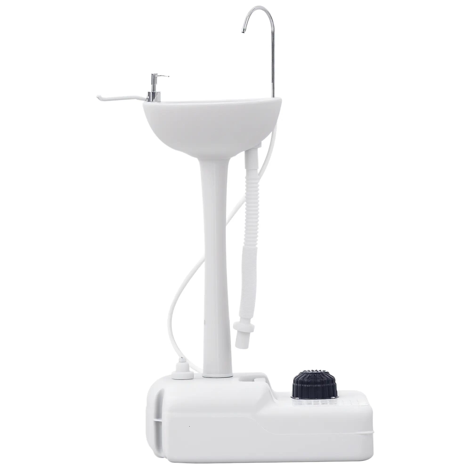 Lavabo - camping - unisexe - pompe à pied, roulettes - blanc 2/6