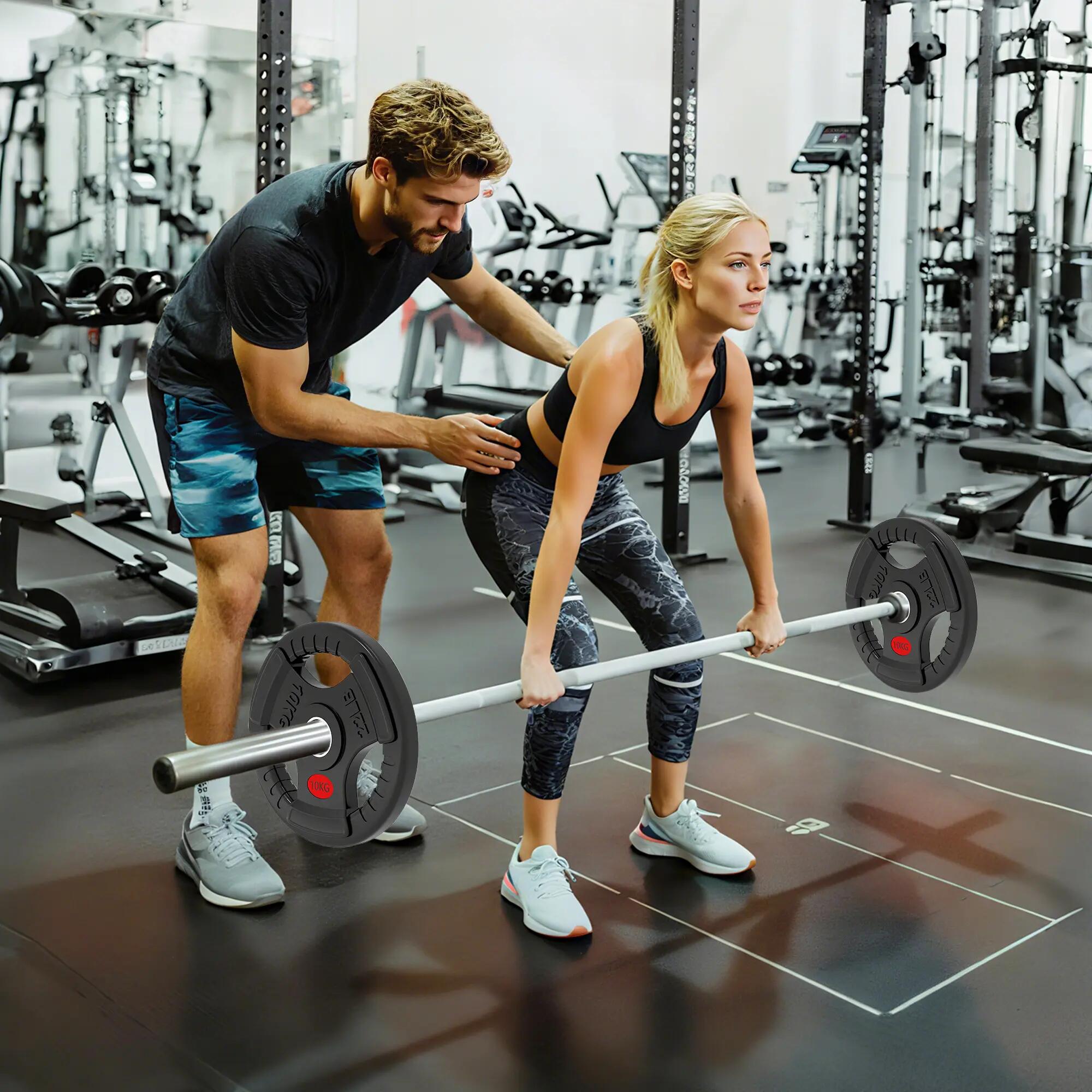 Disques de musculation olympiques, trou de 50 mm, 2 x 10 kg, avec anneau intérie 3/9