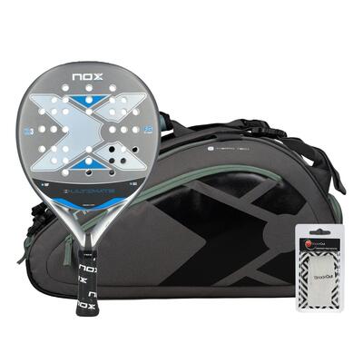 Pack nox ultimate grey blue + padel bag nox at10 team grey green