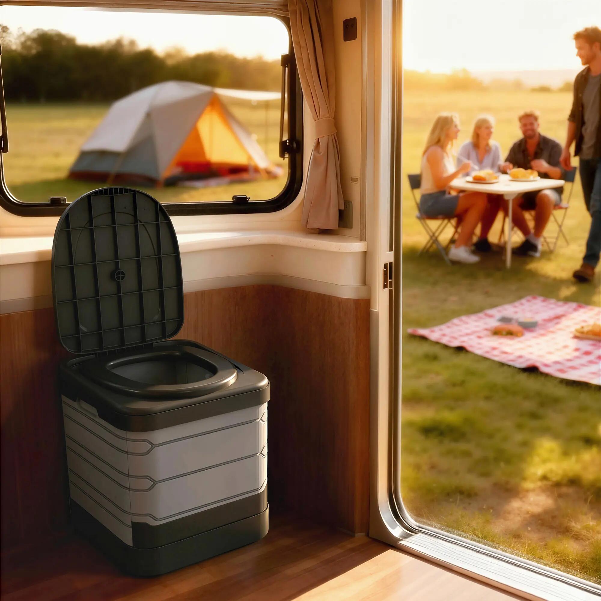 toilette de camping - camping - unisexe - pliable, stable 150 kg - gris 4/6