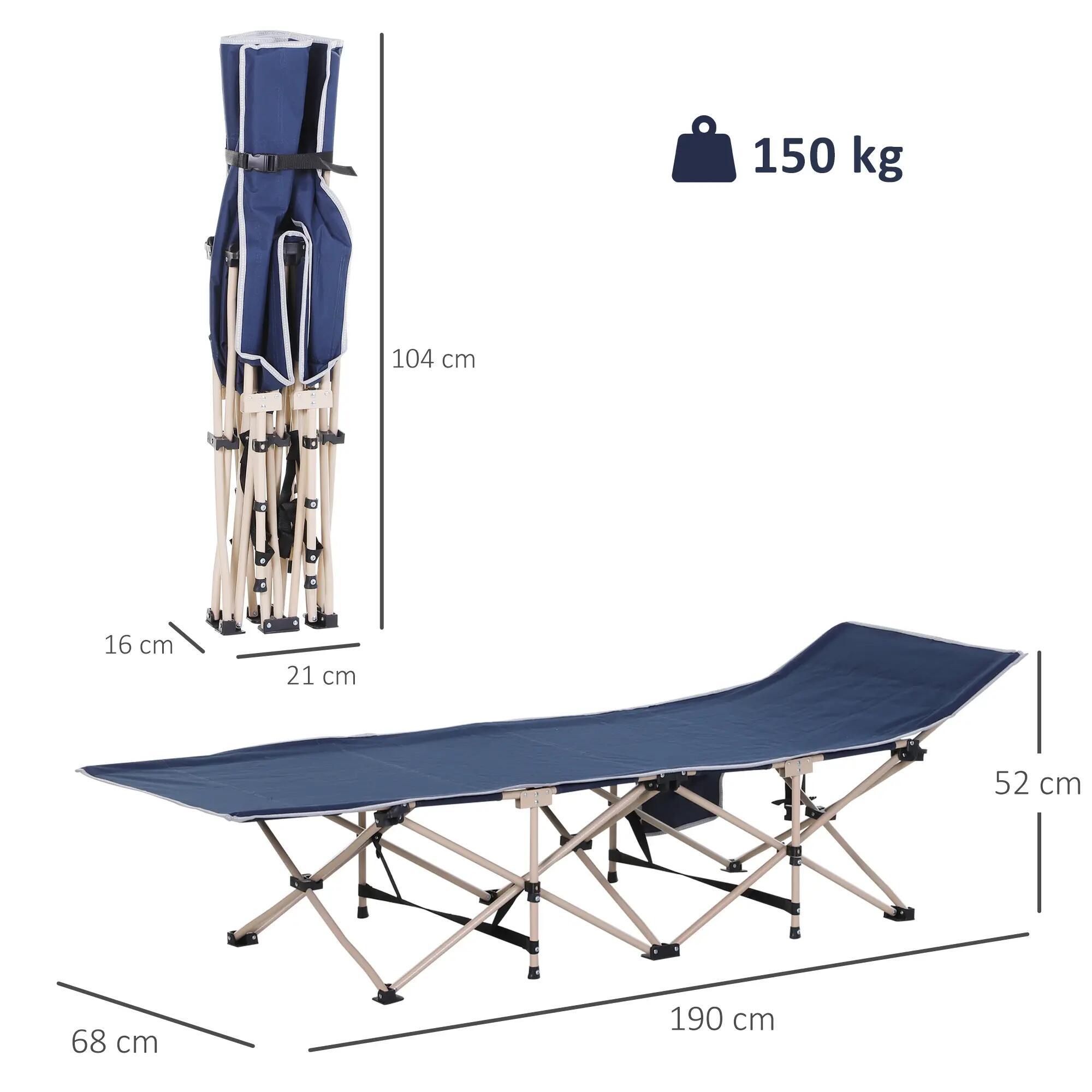 Lit de camp - Camping - Unisexe - Pliable, robuste - Bleu 5/6
